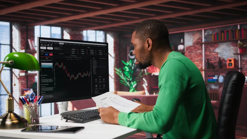 8MQ5n1oS american man using pc purchase sell stocks