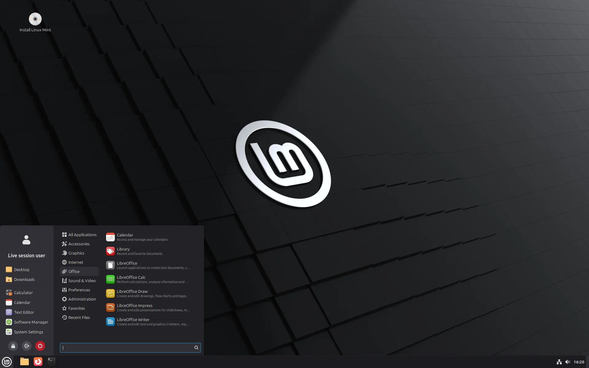 Imagem do desktop do Linux Mint com Cinnamon