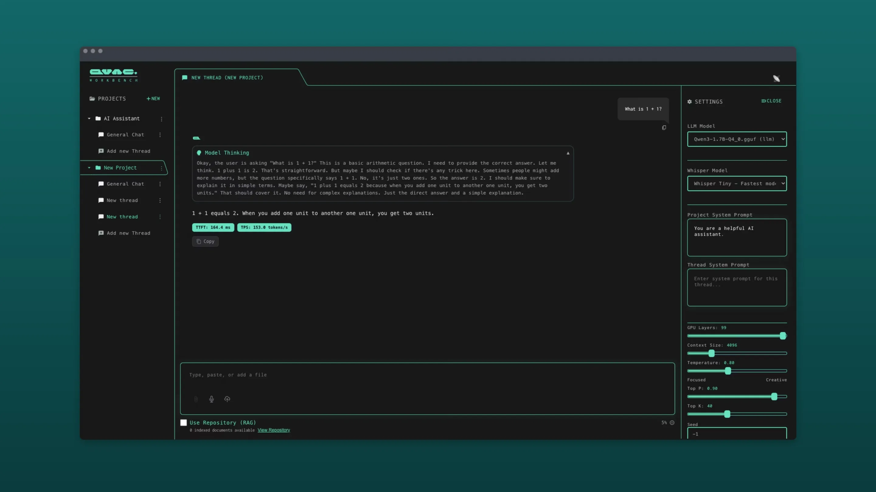 Imagem com a interface do QVAC