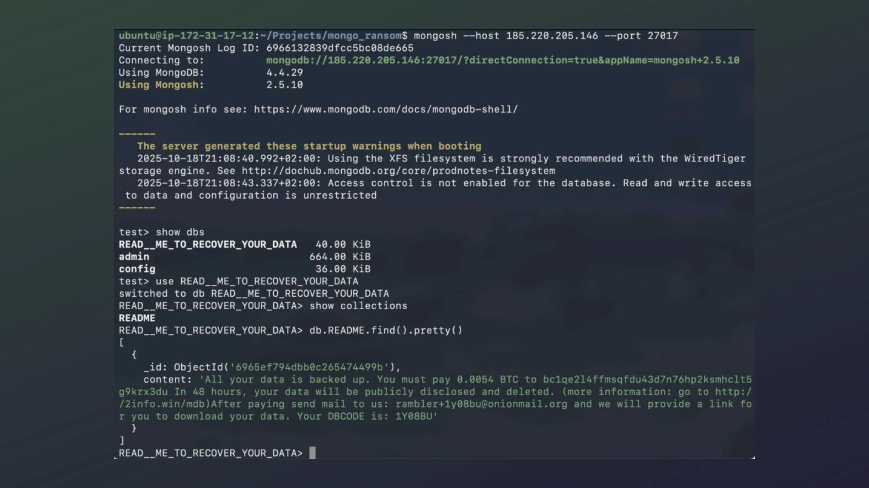 Ataques de extorsão exploram servidores MongoDB mal configurados em 2026 2 MongoDB