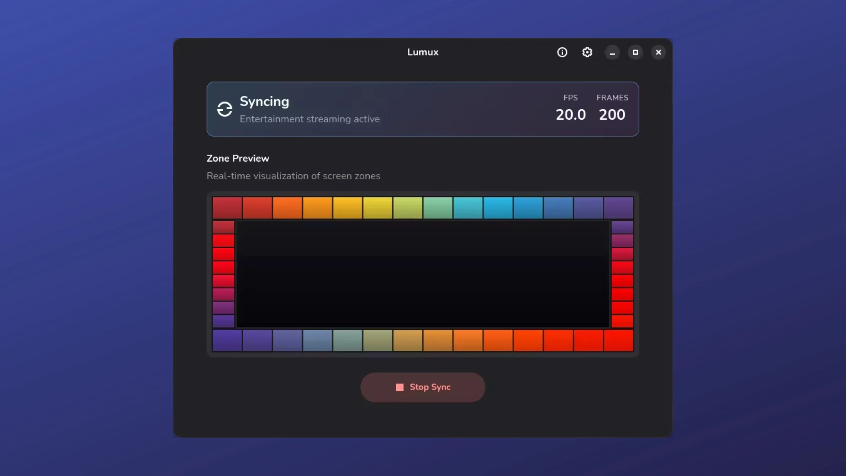 Instale o Lumux for Philips Hue Sync, um sincronizador Philips Hue, no Ubuntu, Fedora, Debian e outras distribuições Linux com Flatpak 2 Imagem com a interface do Lumux