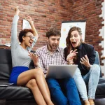 colleagues rejoicing their work business meeting