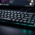 teclado gamer compacto com tecla ç e alt direito em destaque, representando correção de layout abnt2 no ubuntu 24.04