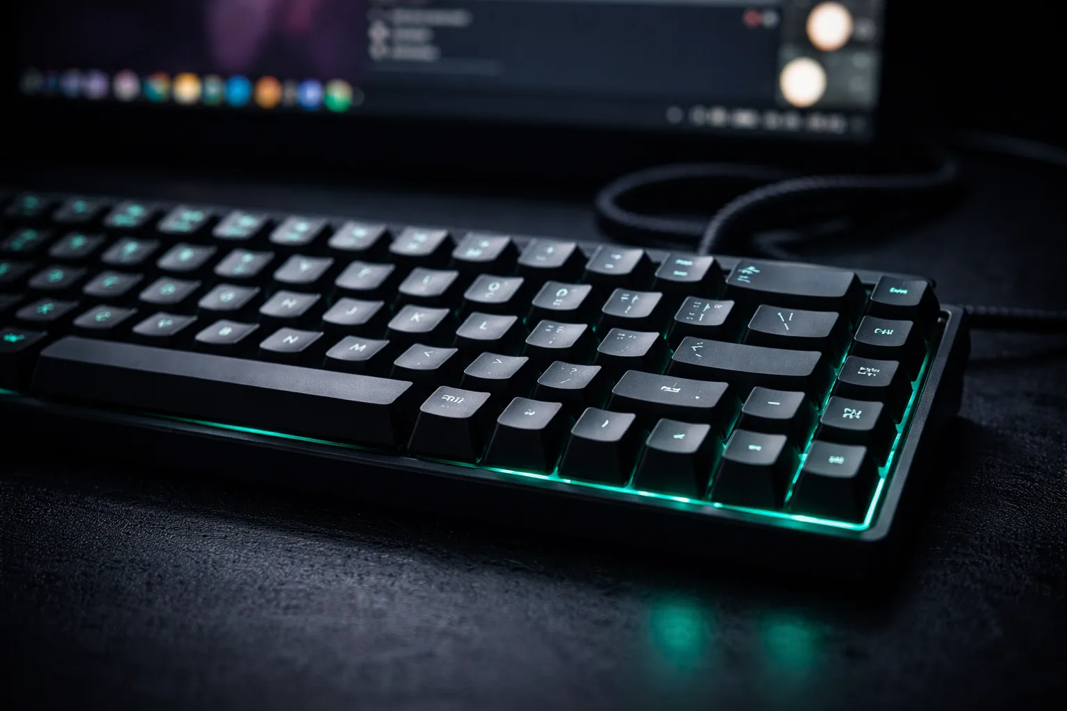 teclado gamer compacto com tecla ç e alt direito em destaque, representando correção de layout abnt2 no ubuntu 24.04