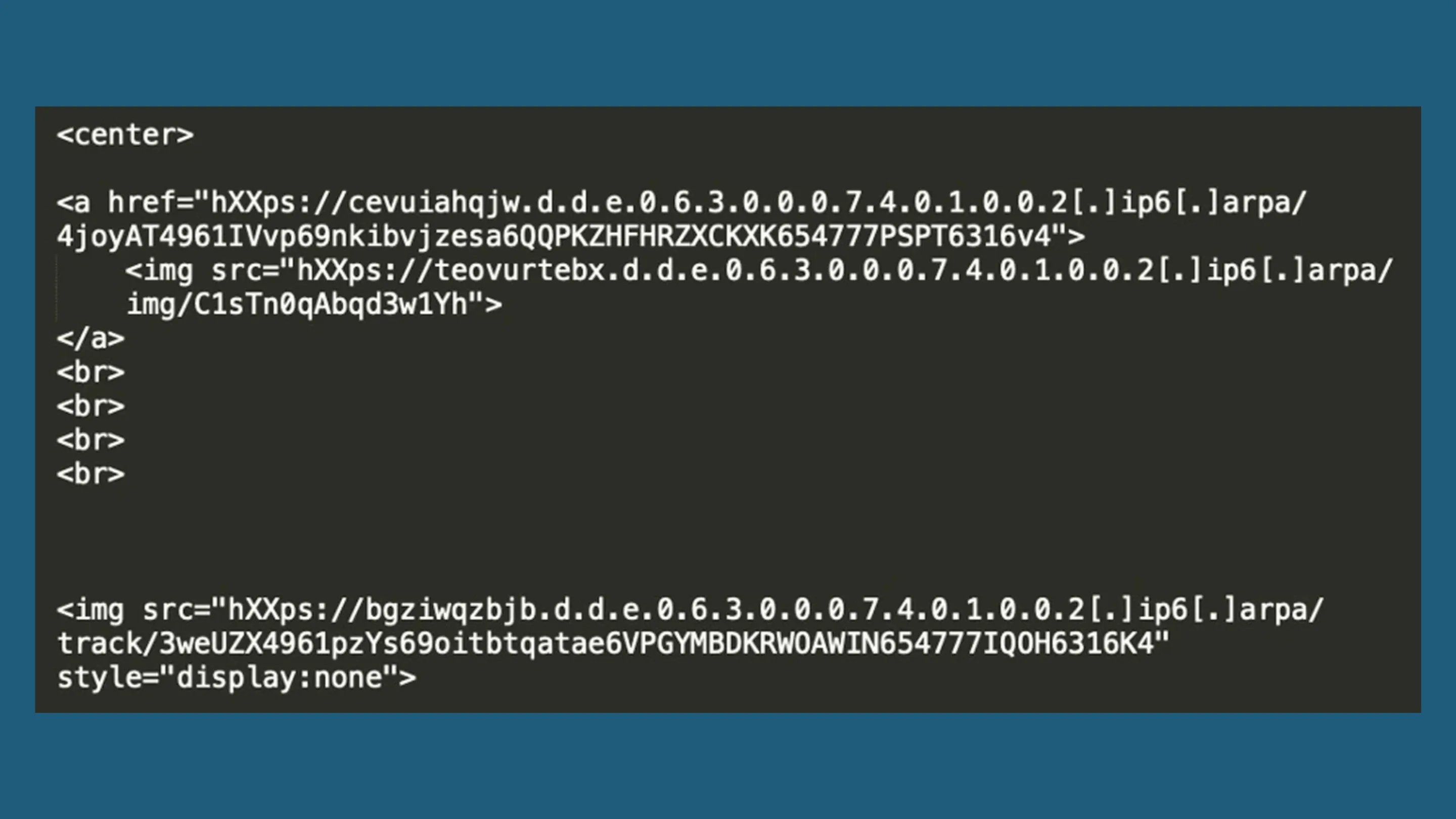 HTML exibindo imagem e link usando nomes de host .arpa.