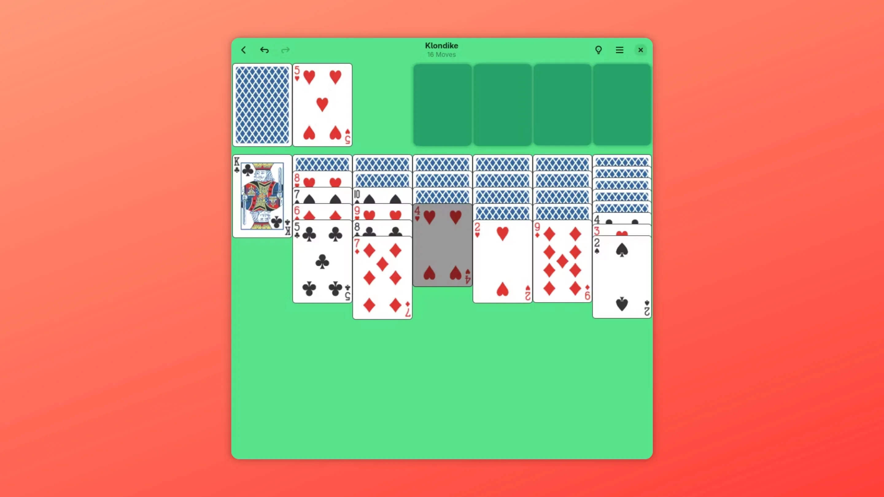 Imagem com a interface do Solitaire