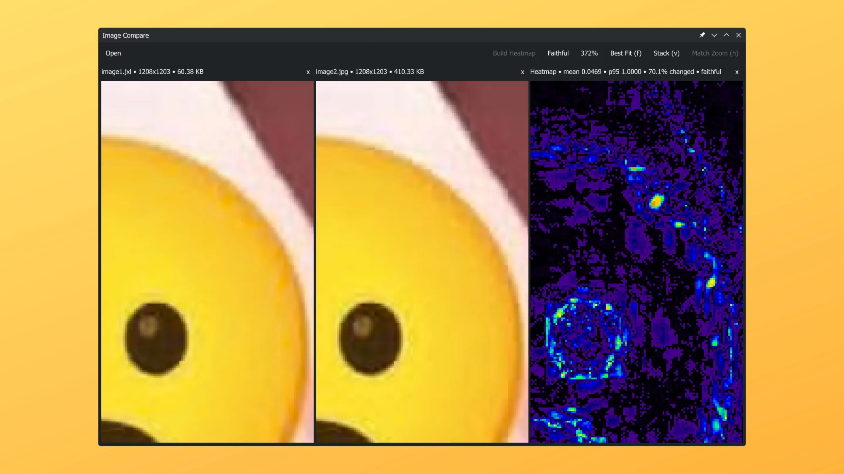 Imagem com a interface do Image Compare