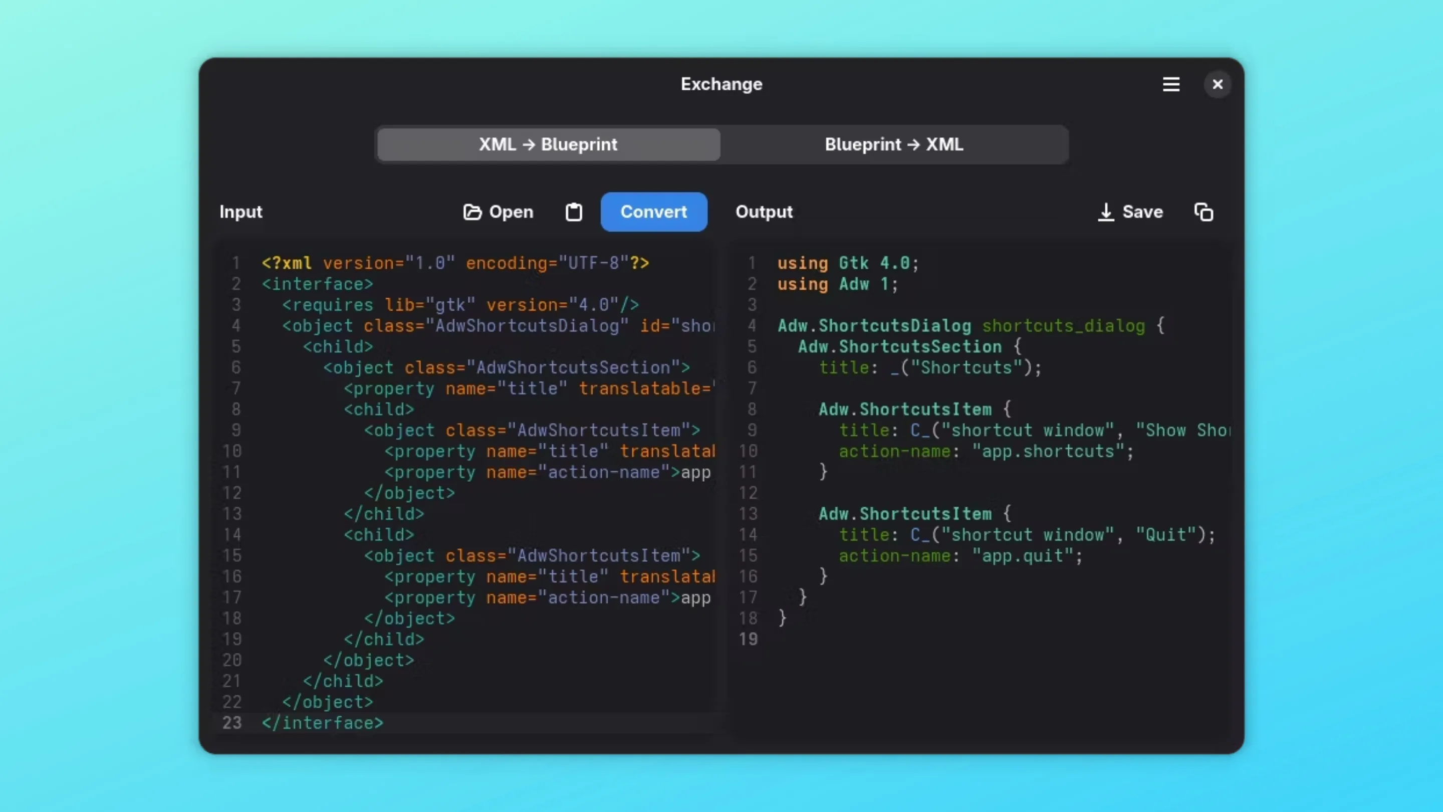 Imagem com a interface do Exchange