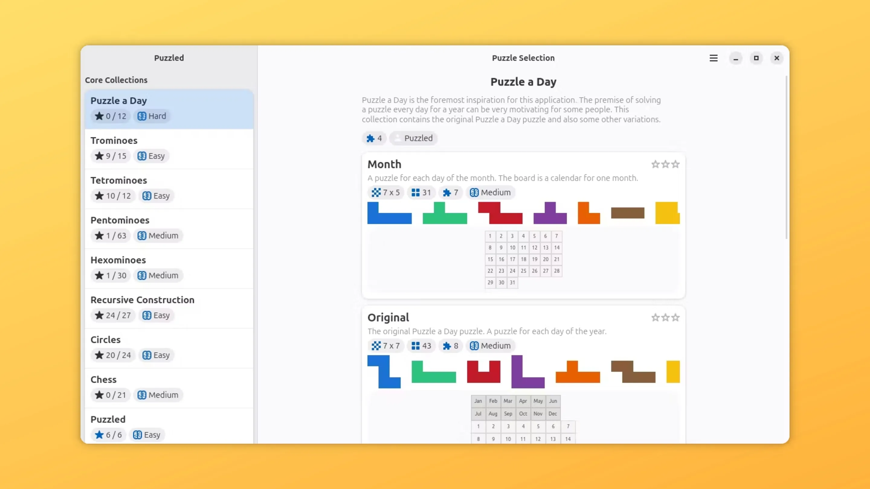 Imagem com a interface do Puzzled