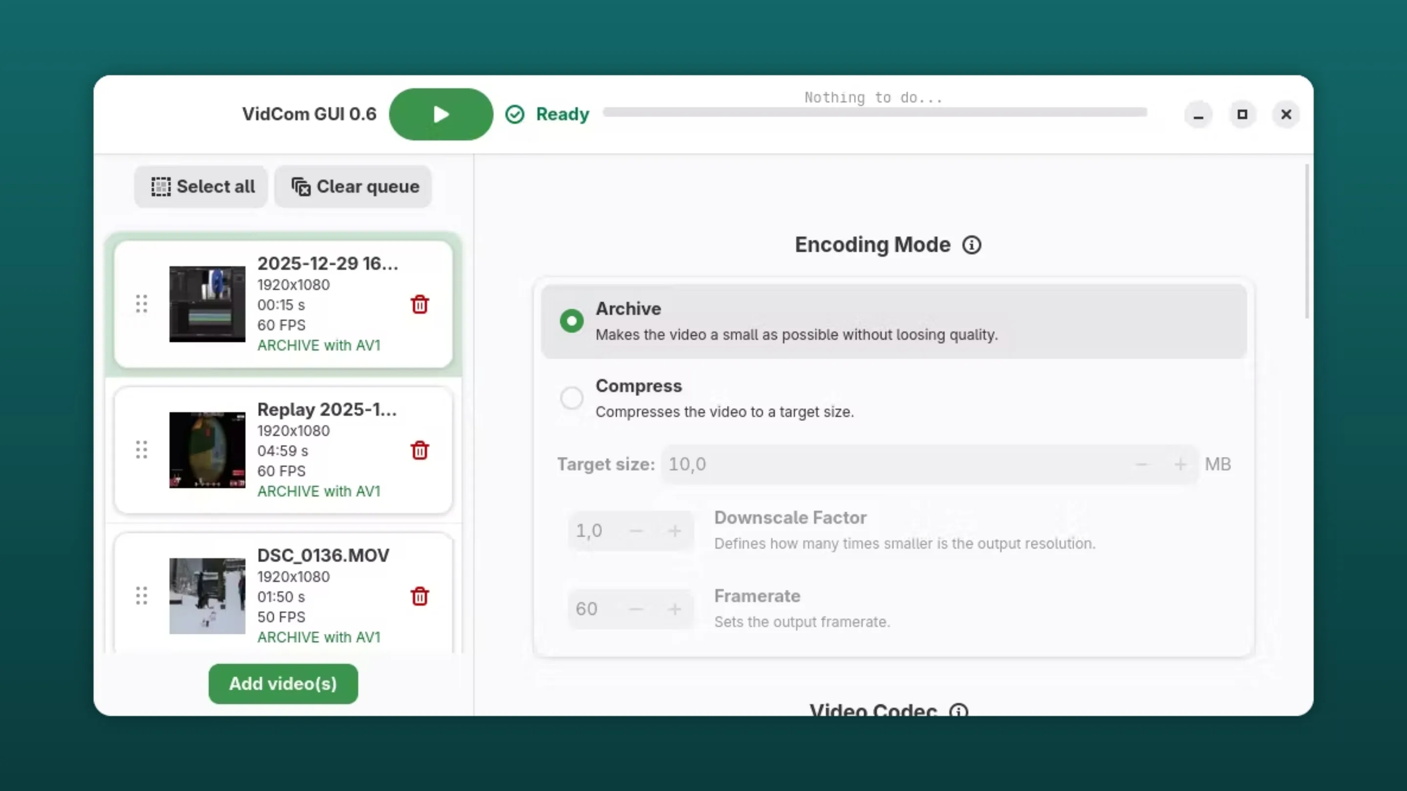 Instale o VidCom, um compressor de vídeo, no Ubuntu, Fedora, Debian e outras distribuições Linux com Flatpak 2 Imagem com a interface do VidCom