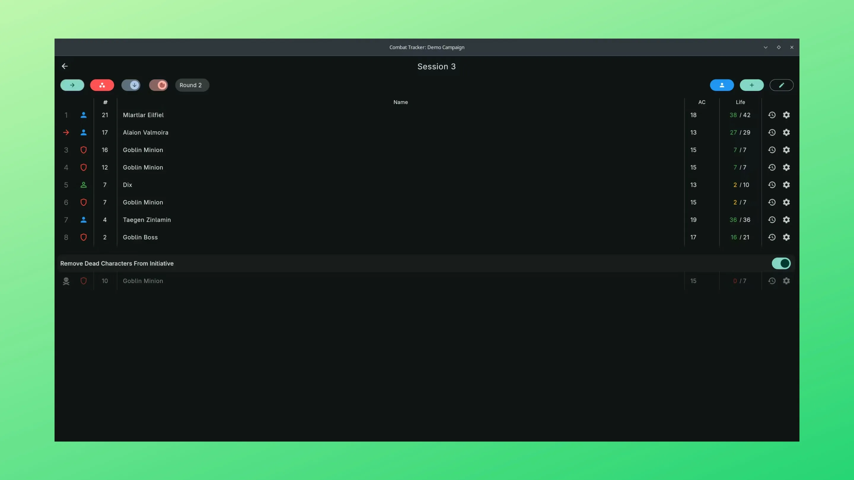 Instale o Combat Tracker, um app de rastreamento de combate para jogos de RPG, no Ubuntu, Fedora, Debian e outras distribuições Linux com Flatpak 2 Imagem com a interface do Combat Tracker