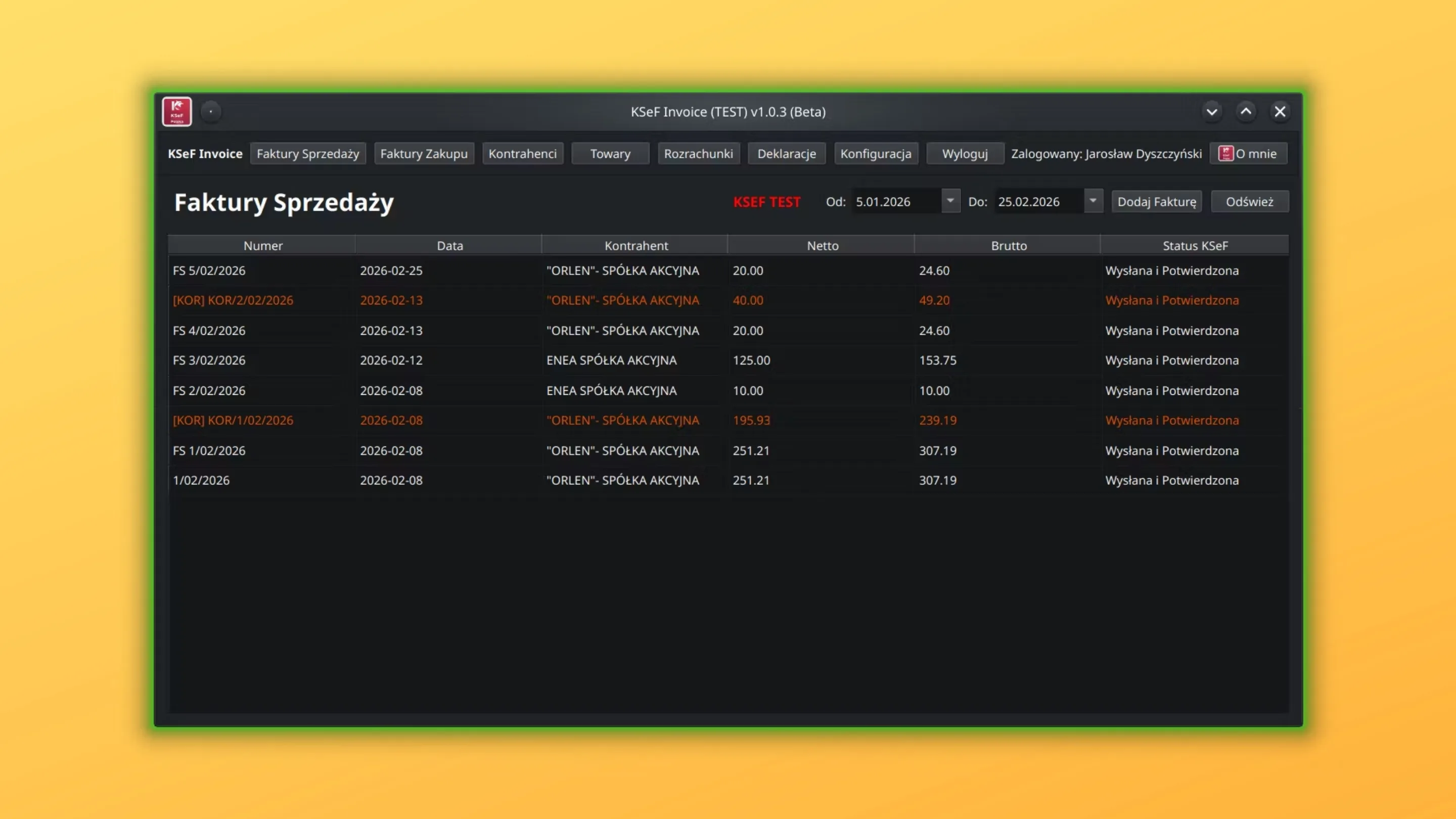 Imagem com a interface do Ksefinvoice