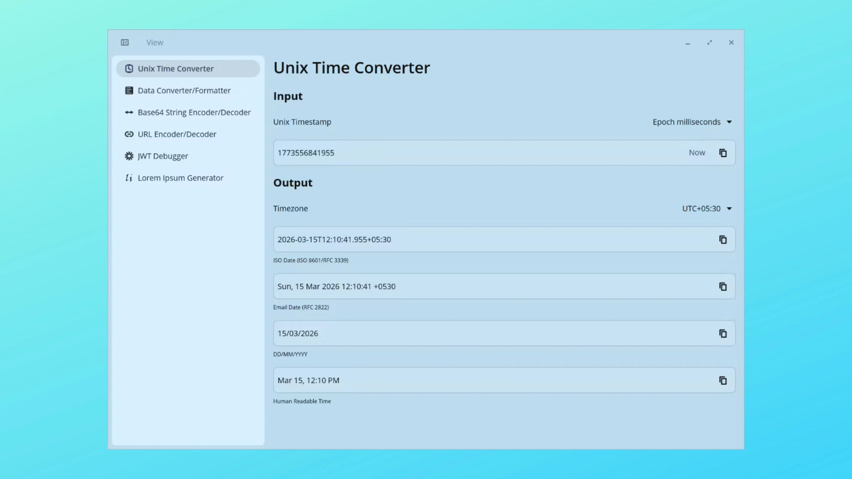 Imagem com a interface do Dev Toolbox