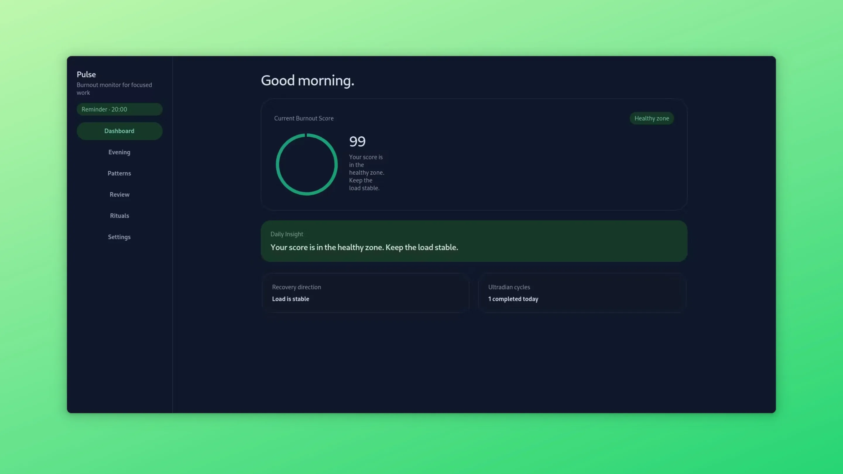 Imagem com a interface do Pulse