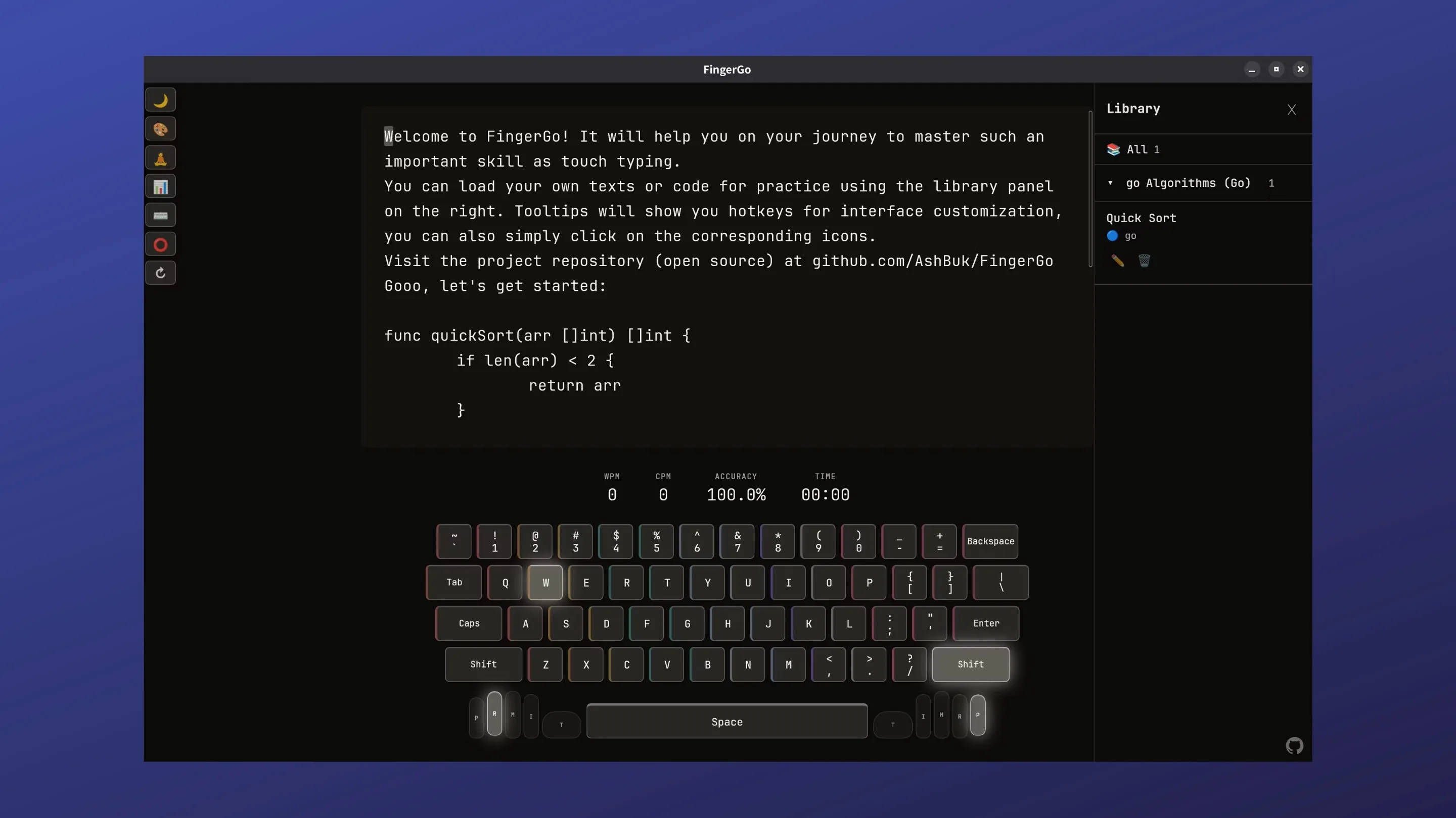 Imagem com a interface do FingerGo