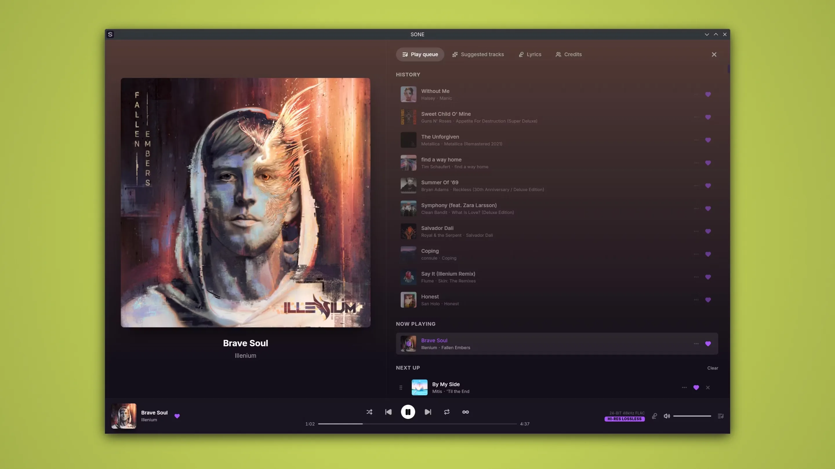 Instale o SONE, um reprodutor de música, no Ubuntu, Fedora, Debian e outras distribuições Linux com Flatpak 2 Imagem com a iinterface do SONE