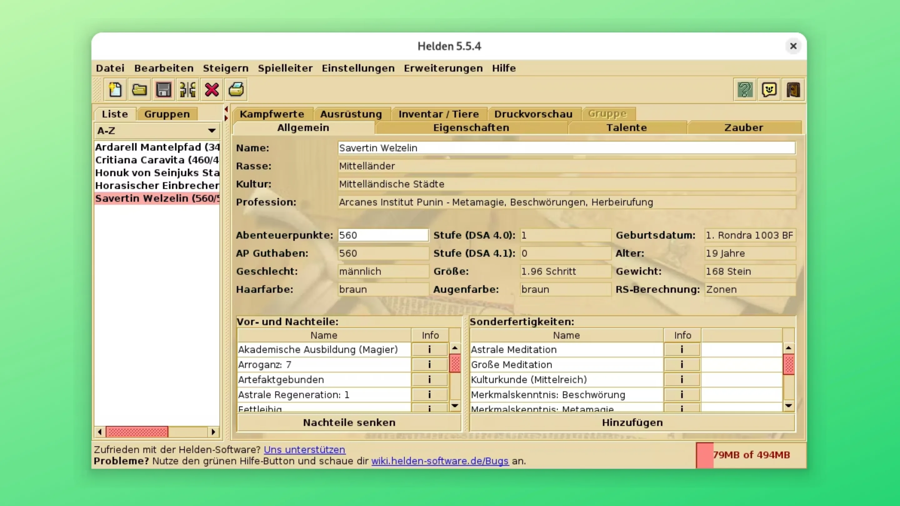 Imagem com a interface do Helden-software