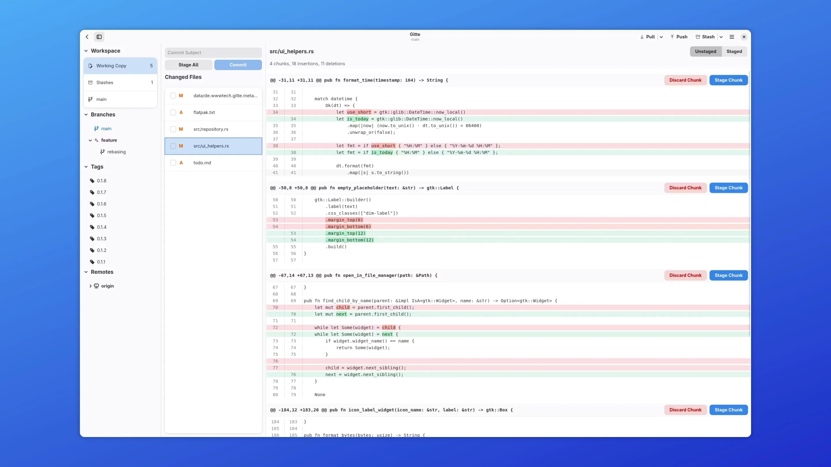 Imagem com a interface do Gitte