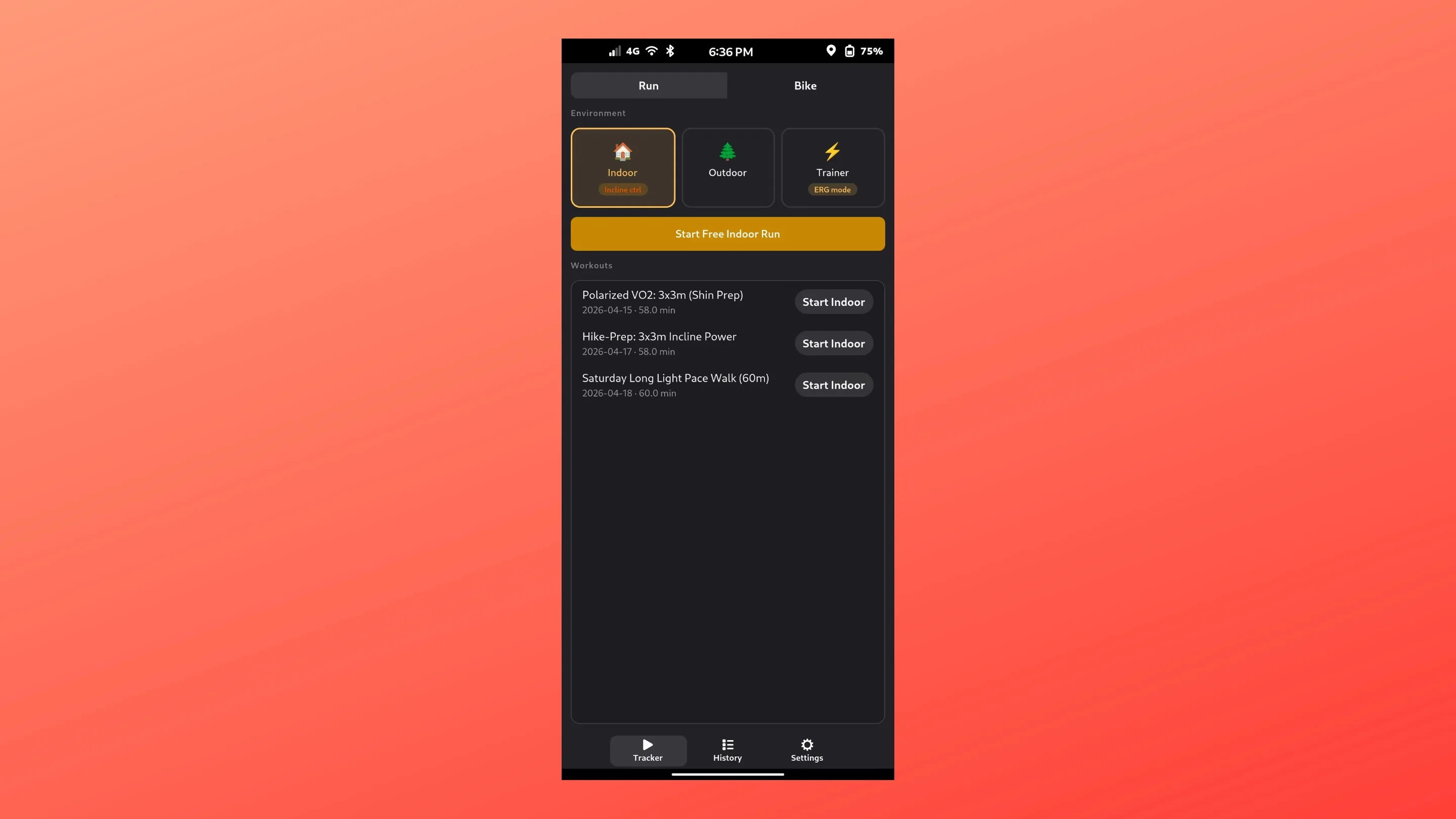 Imagem com a interface do Fitness Tracker