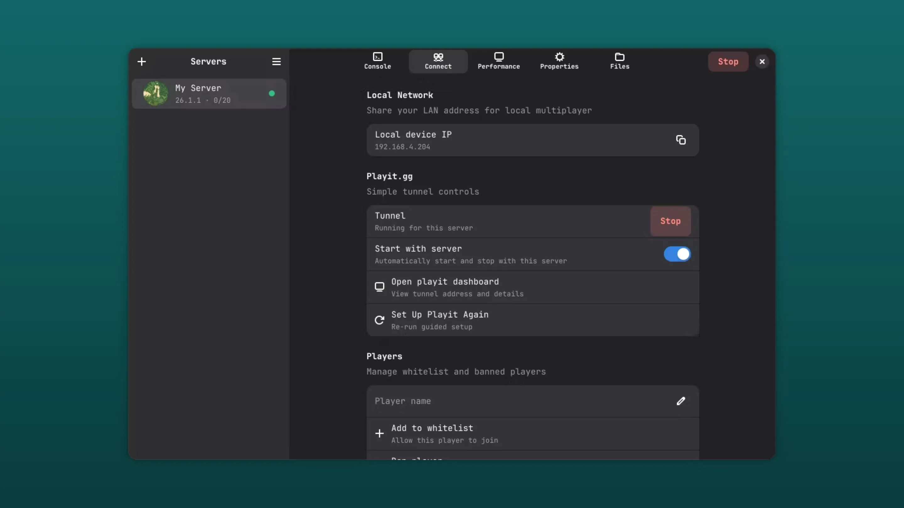 Imagem com a interface do Hosty