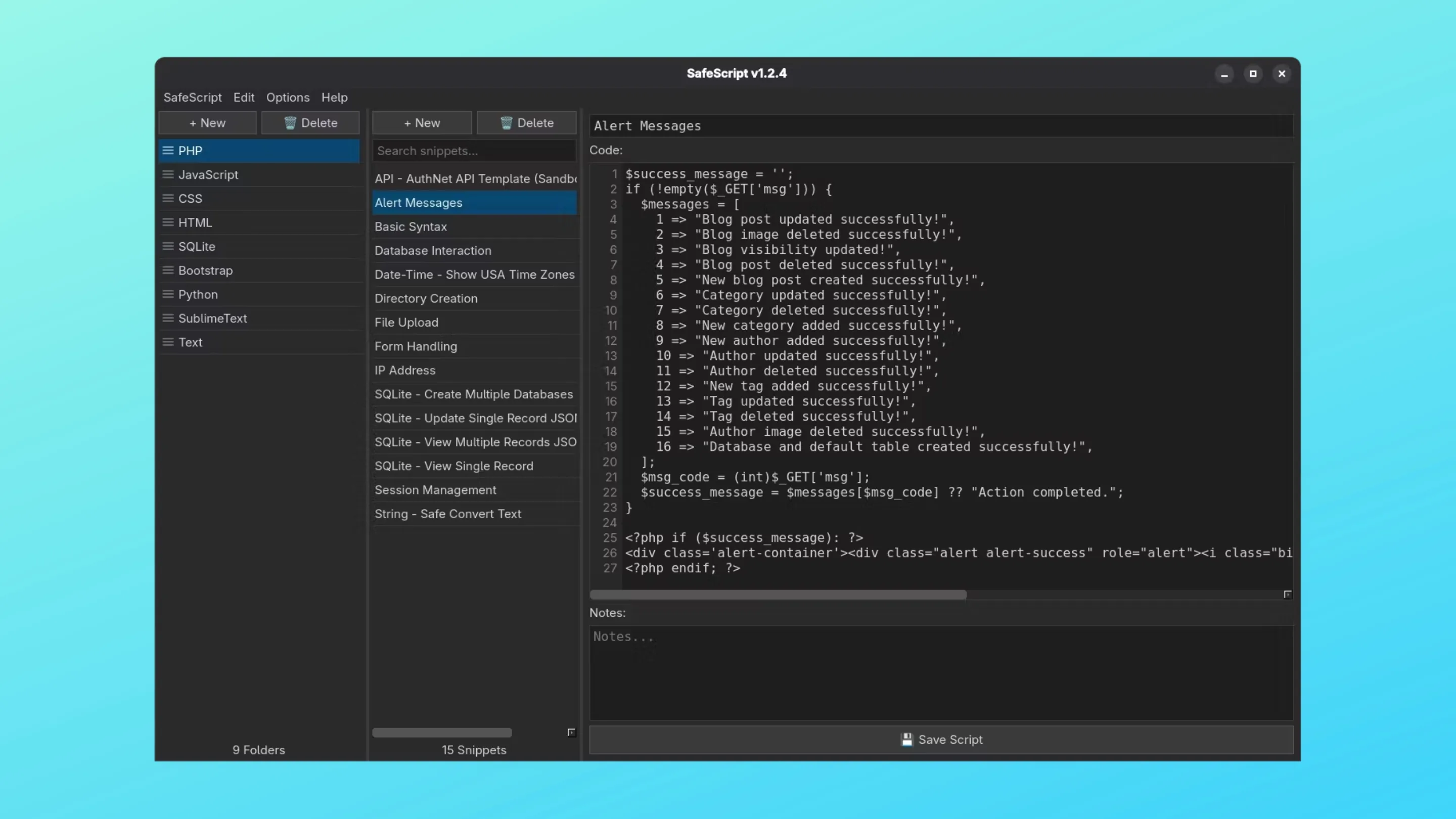 Imagem com a interface do  Safescript