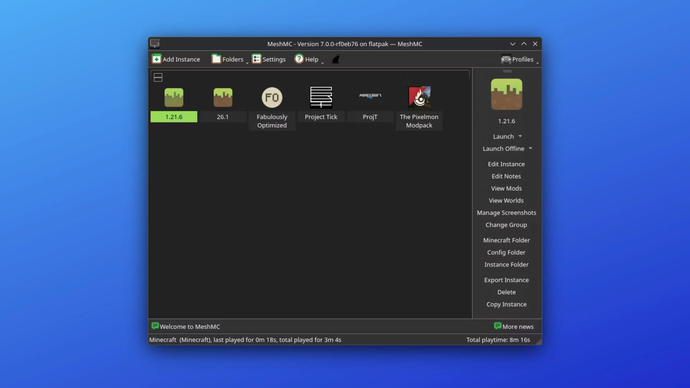 Imagem com a interface do Meshmc