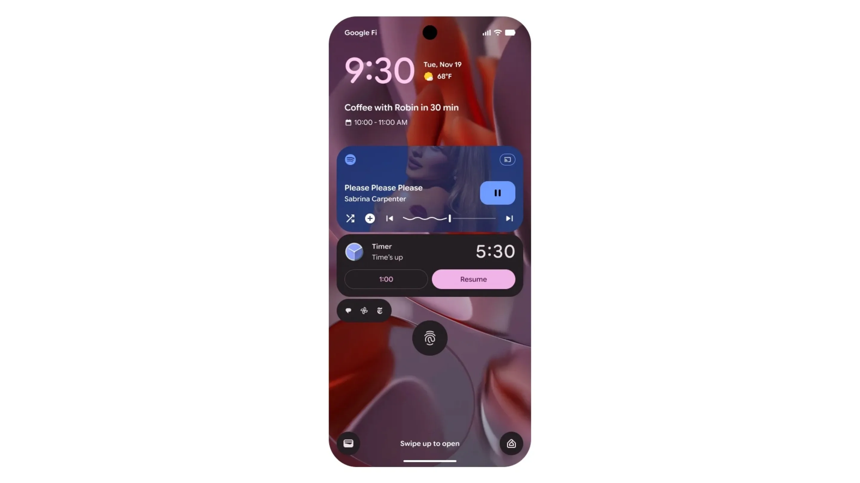 Layout de estilo métrico para atualizações ao vivo no aplicativo Timer do Android 17