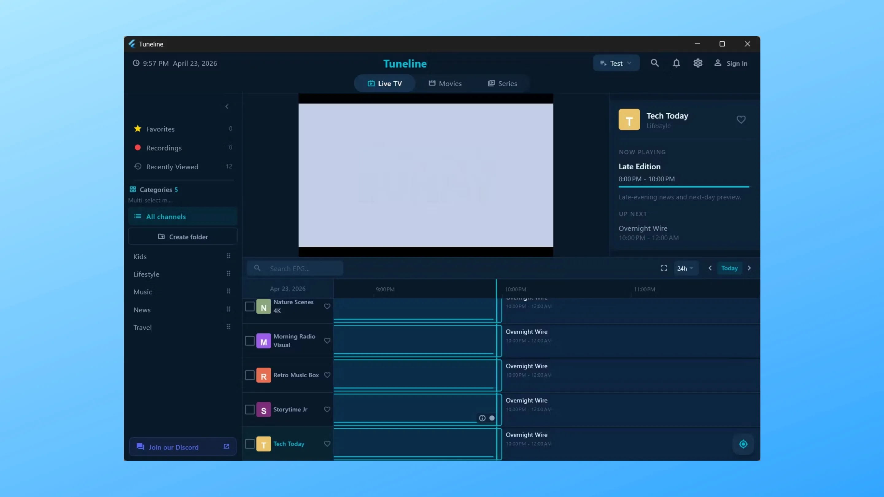 Imagem com a interface do Tuneline