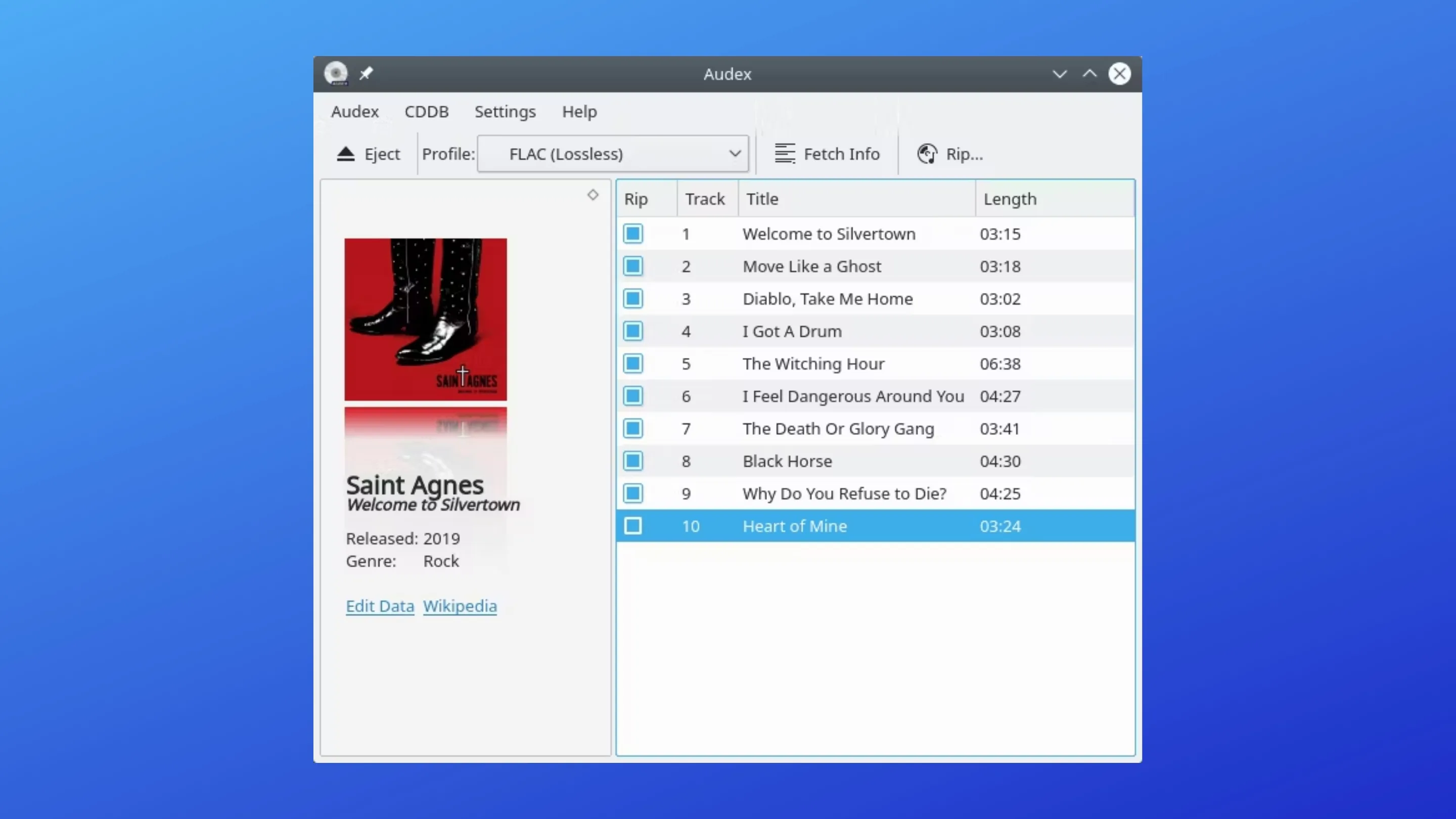 Instale o Audex, um extrator de áudio de CDs, no Ubuntu, Fedora, Debian e outras distribuições Linux com Flatpak 2 Imagem com a interface do Audex