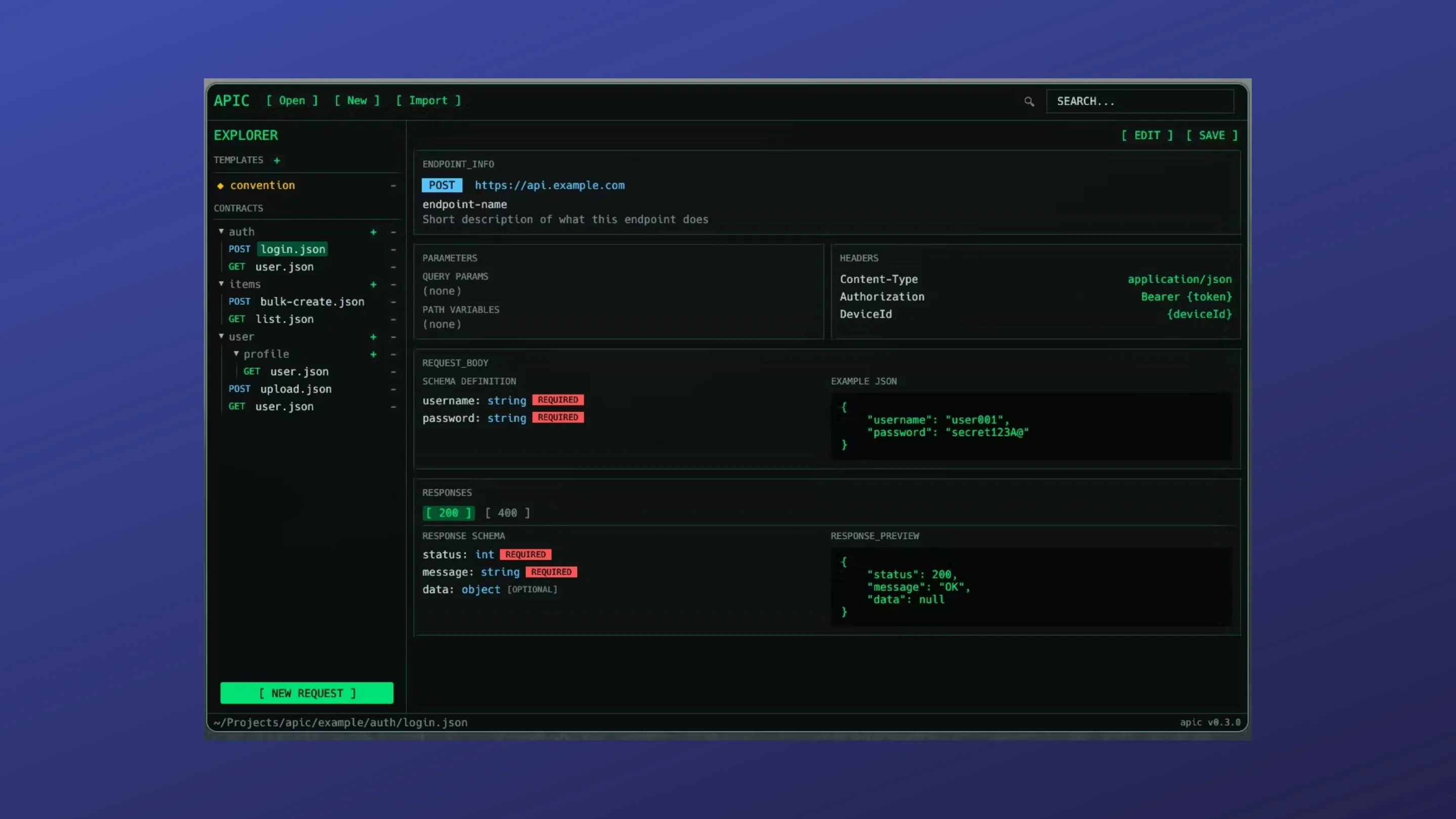 Imagem com a interface do apic