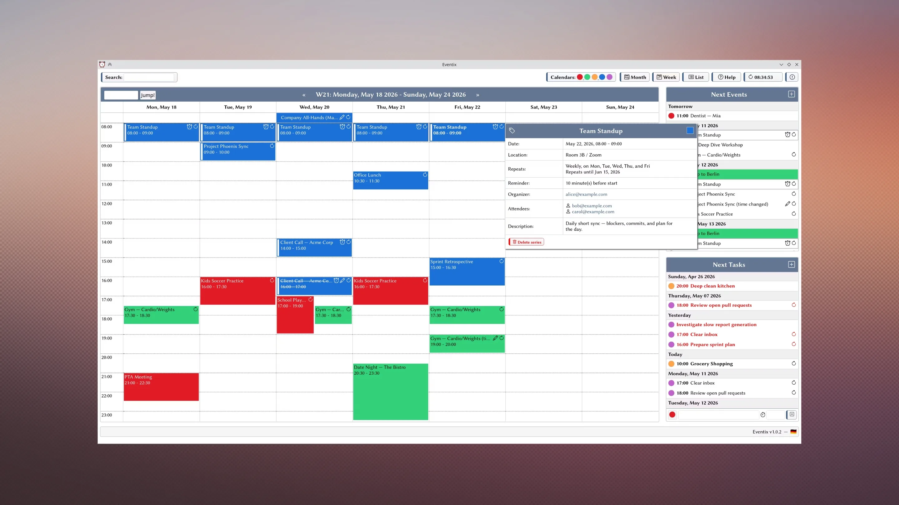 Instale o Eventix, um gerenciador de eventos e tarefas, no Ubuntu, Fedora, Debian e outras distribuições Linux com Flatpak 2 Imagem com a interface do Eventix