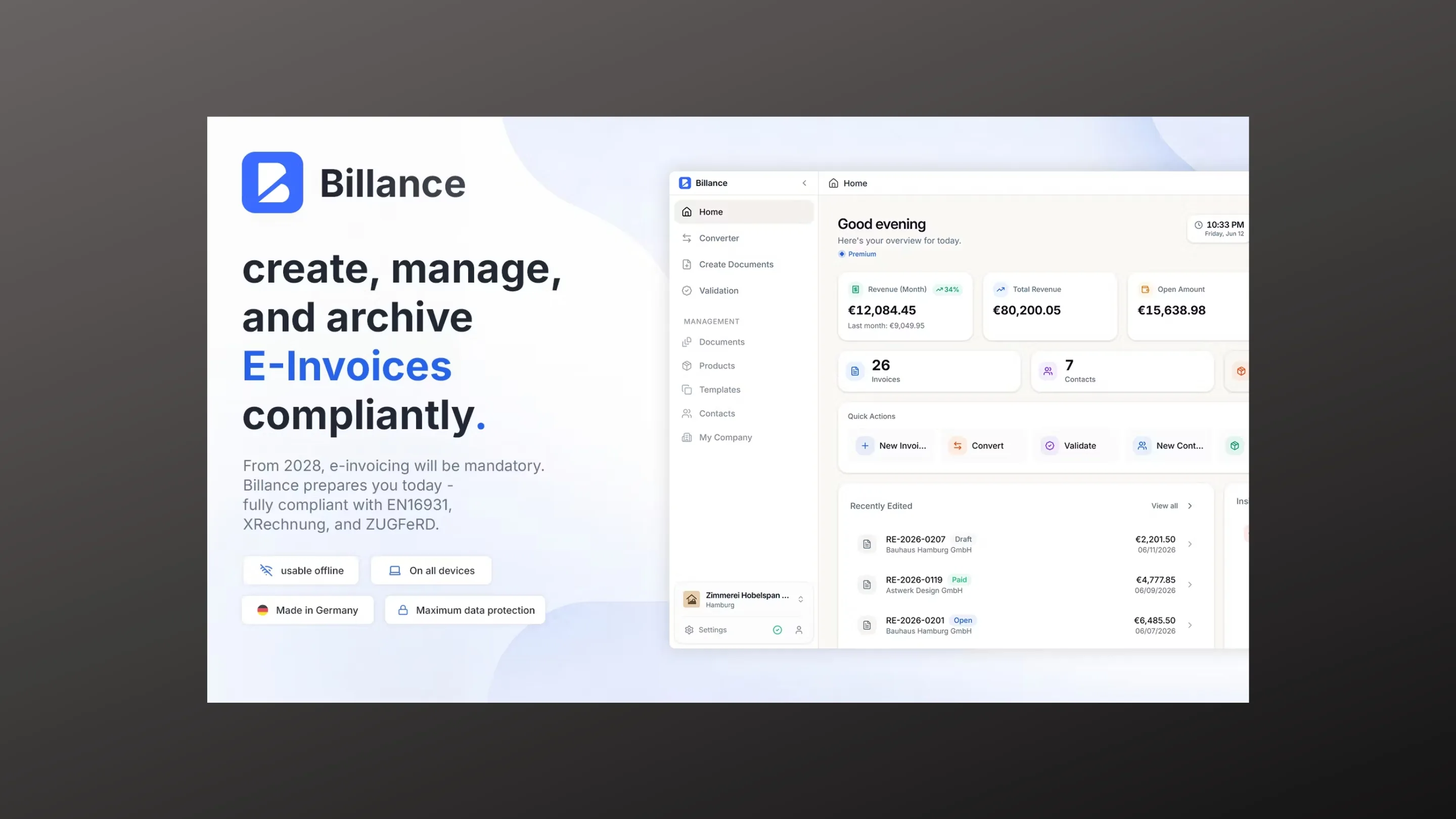 Imagem com a interface do Billance