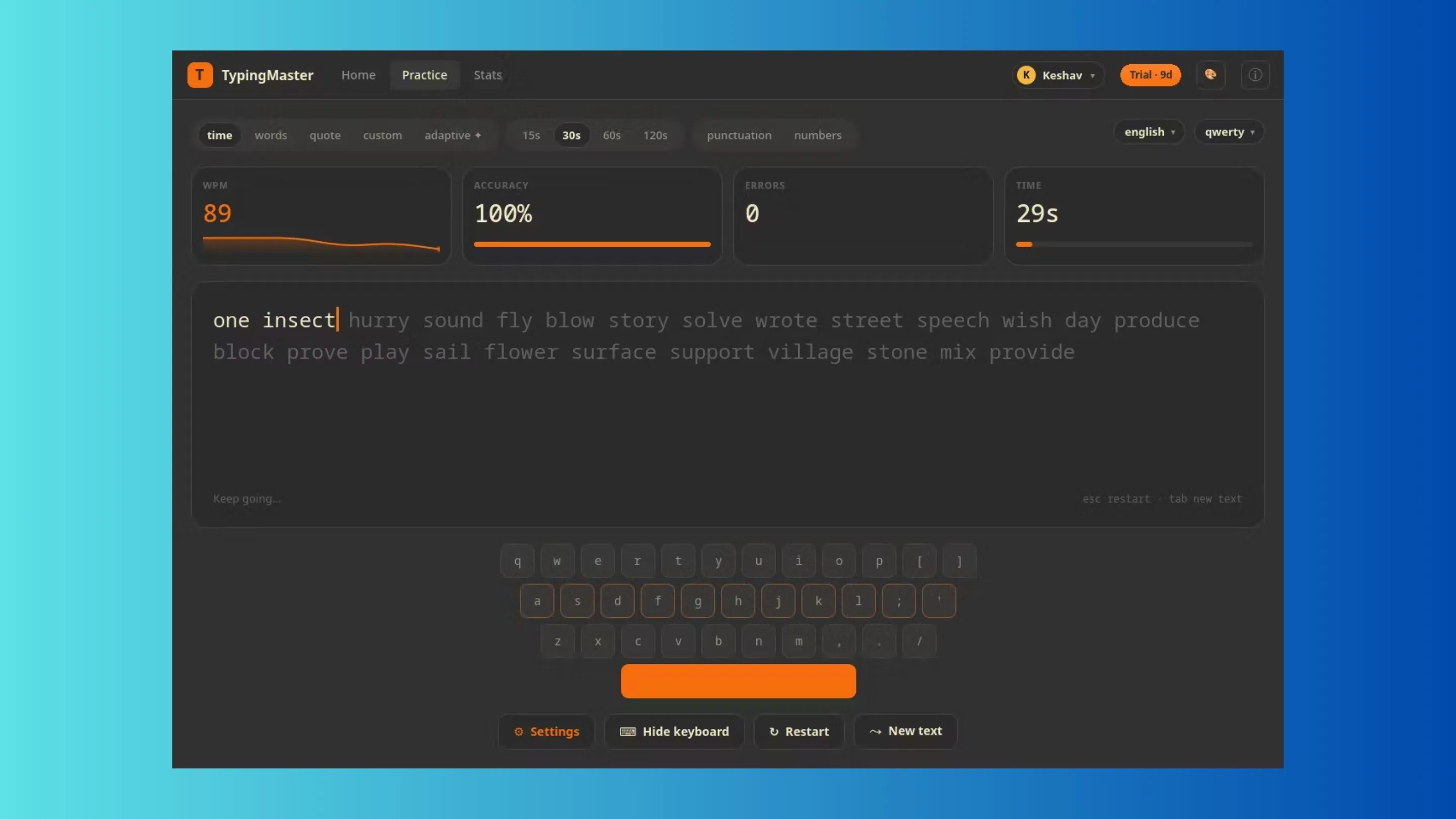 Imagem com a interface do TypingMaster