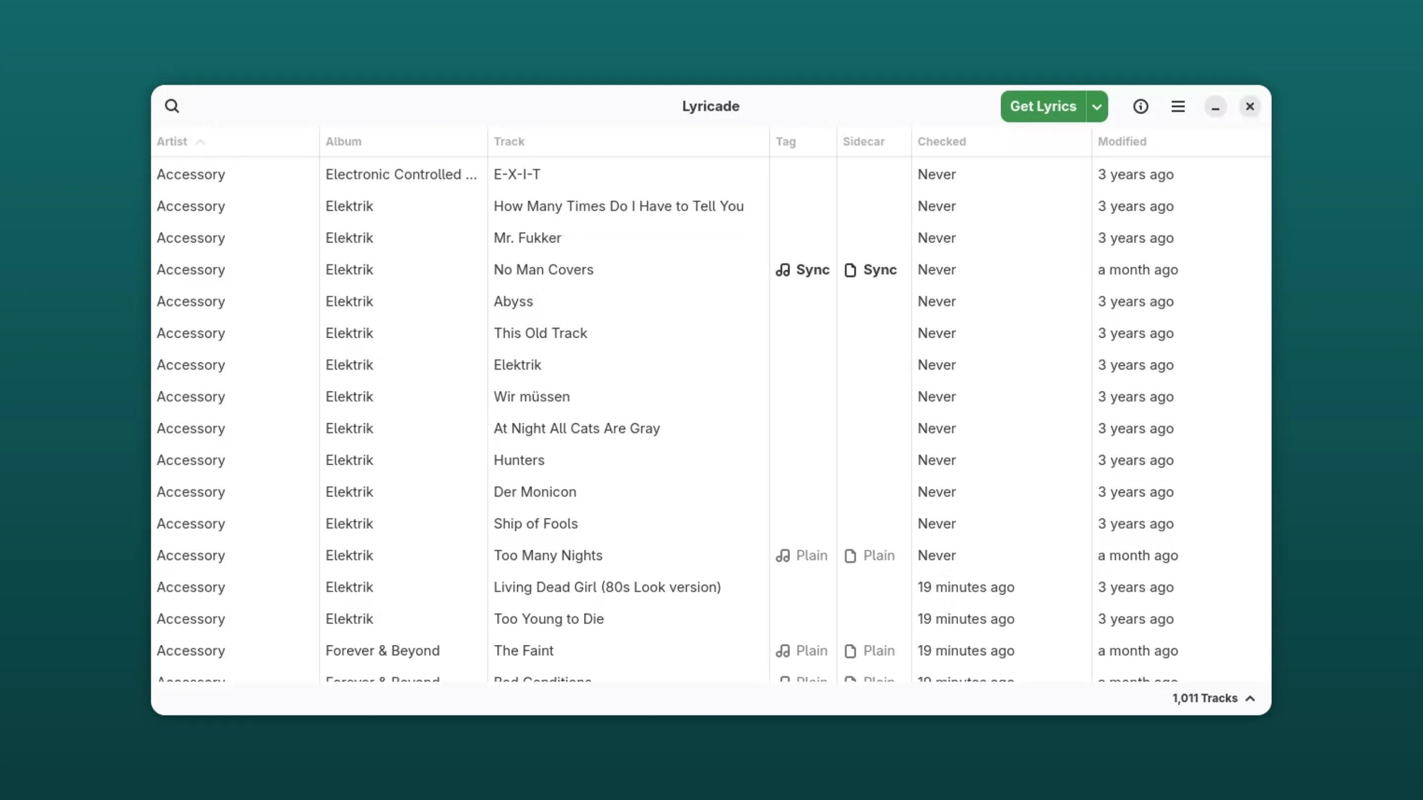 Instale o Lyricade, um gerenciador de letras de músicas, no Ubuntu, Fedora, Debian e outras distribuições Linux com Flatpak 2 Imagem com a interface do Lyricade