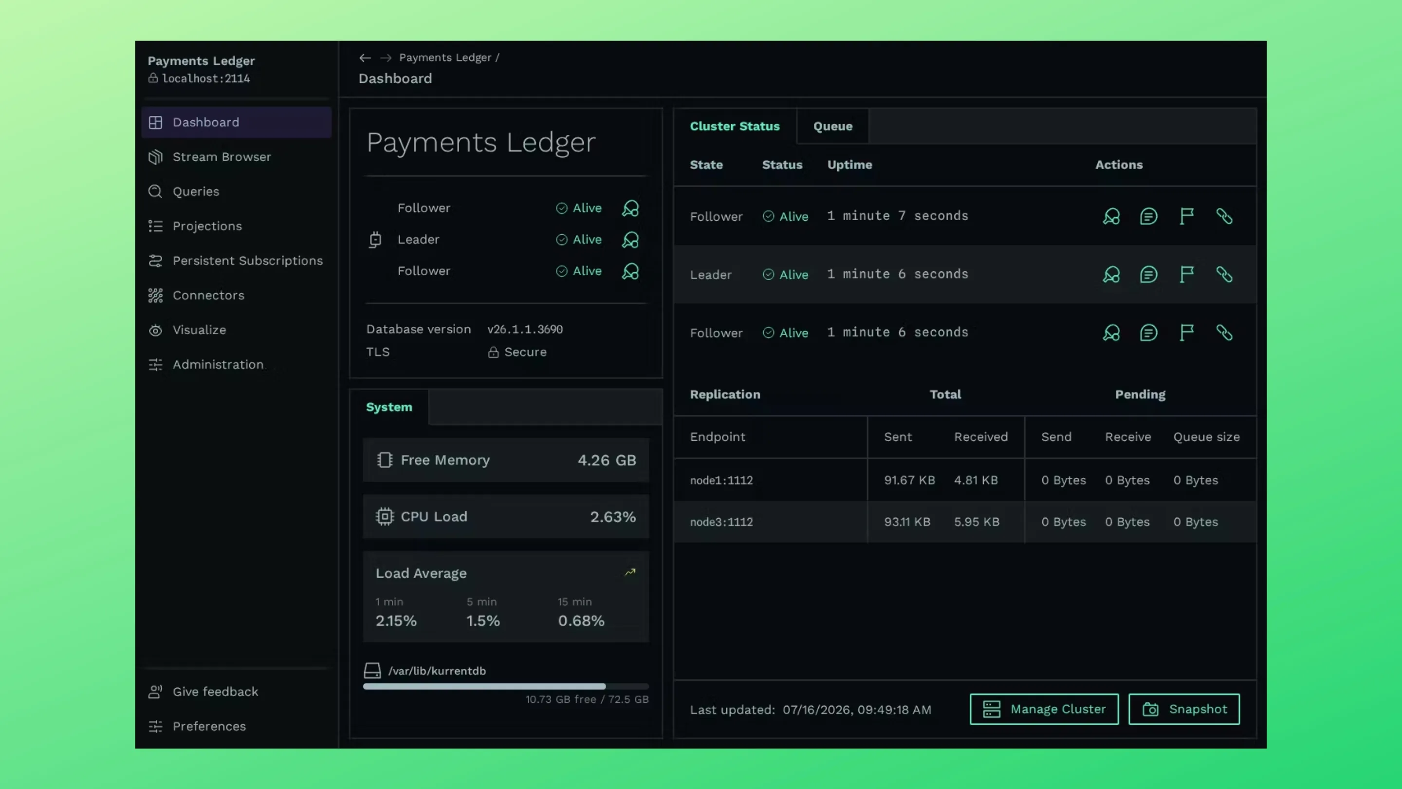 Instale o Kurrent Navigator, um cliente desktop para KurrentDB, no Ubuntu, Fedora, Debian e outras distribuições Linux com Flatpak 2 Imagem com a interface do Kurrent Navigator