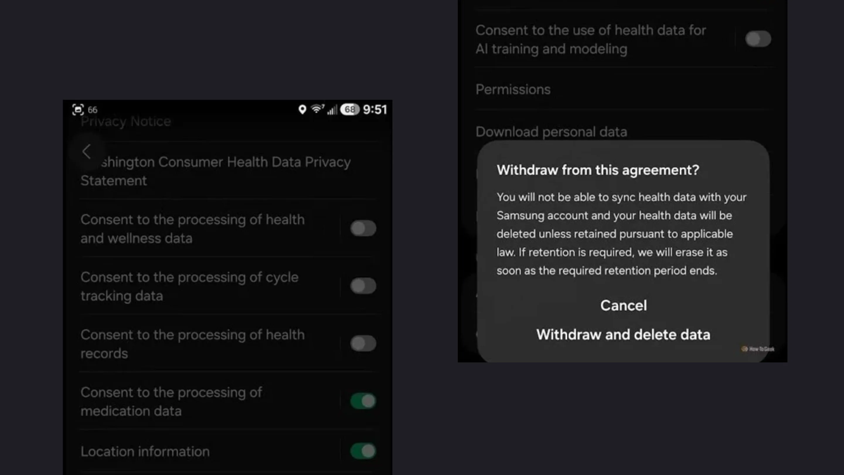 Aviso no aplicativo Samsung Health.