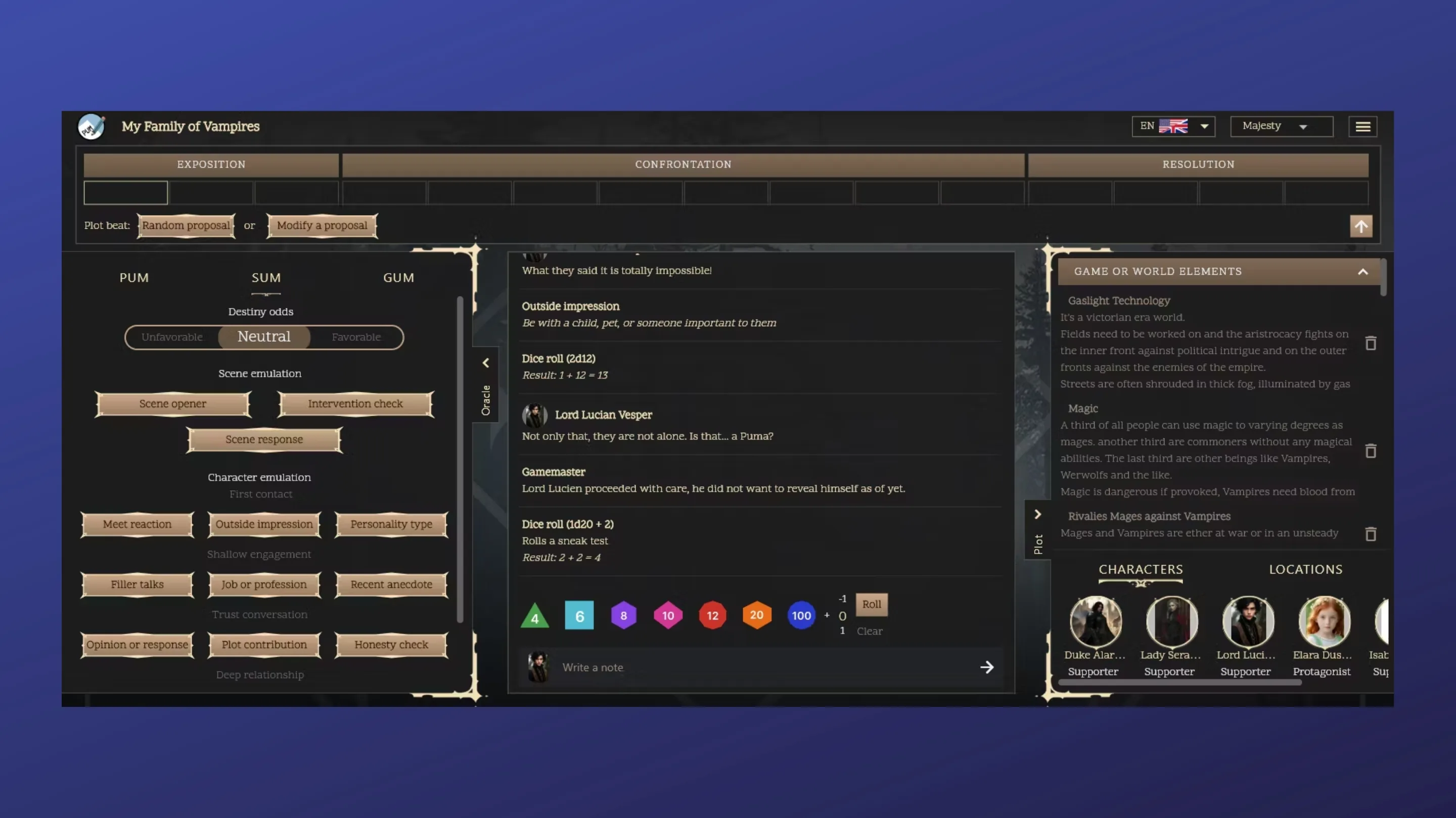 Instale o PUM Lite, um app para jogar RPGs de mesa, no Ubuntu, Fedora, Debian e outras distribuições Linux com Flatpak 2 Imagem com a interface do Pum Lite