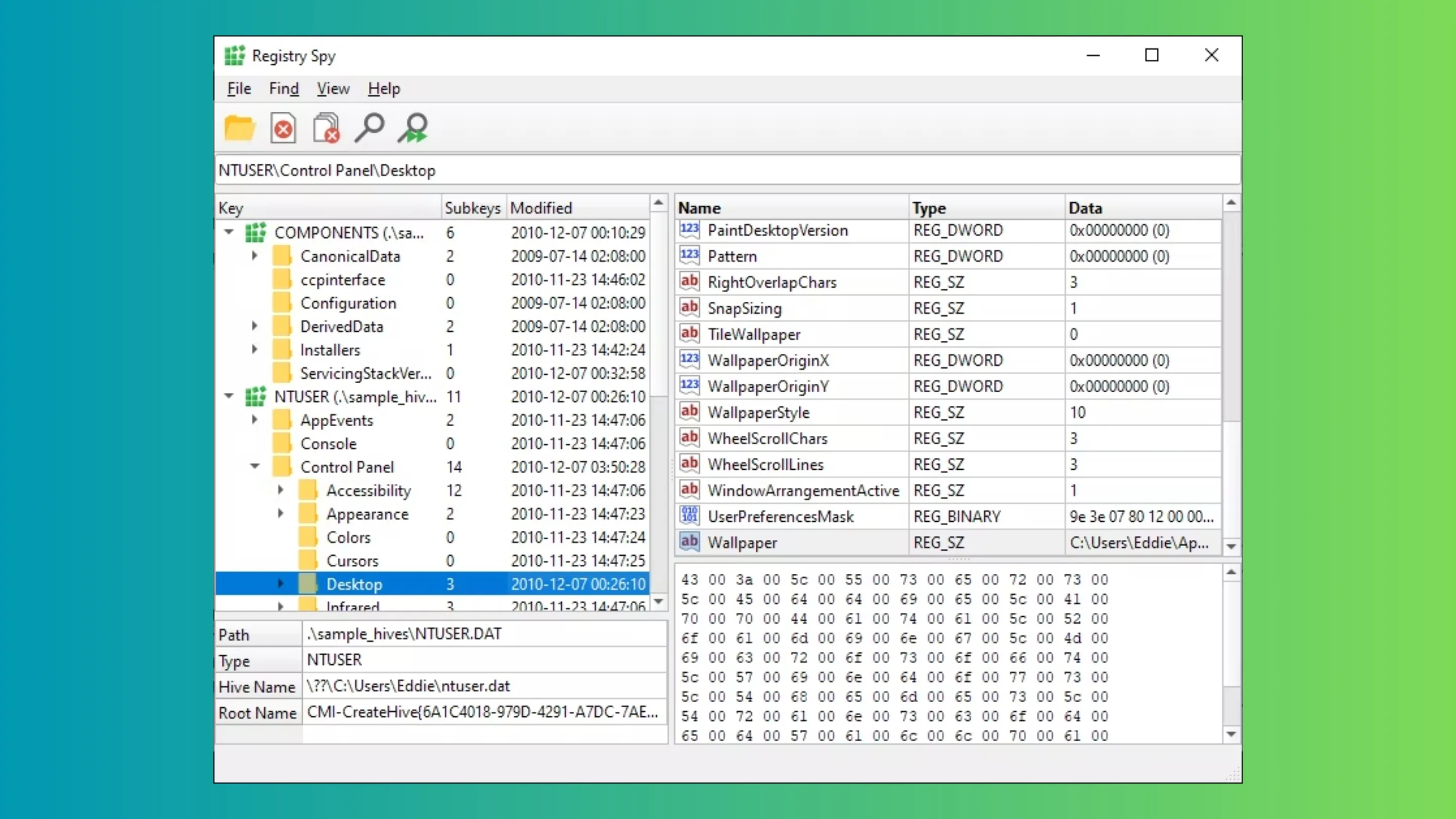 Imagem com a interface do Registry Spy