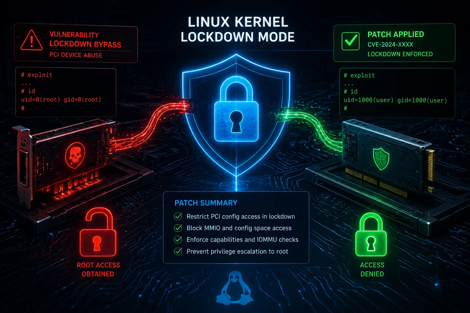 EeubFsp5 falha lockdown linux acesso root pci 2