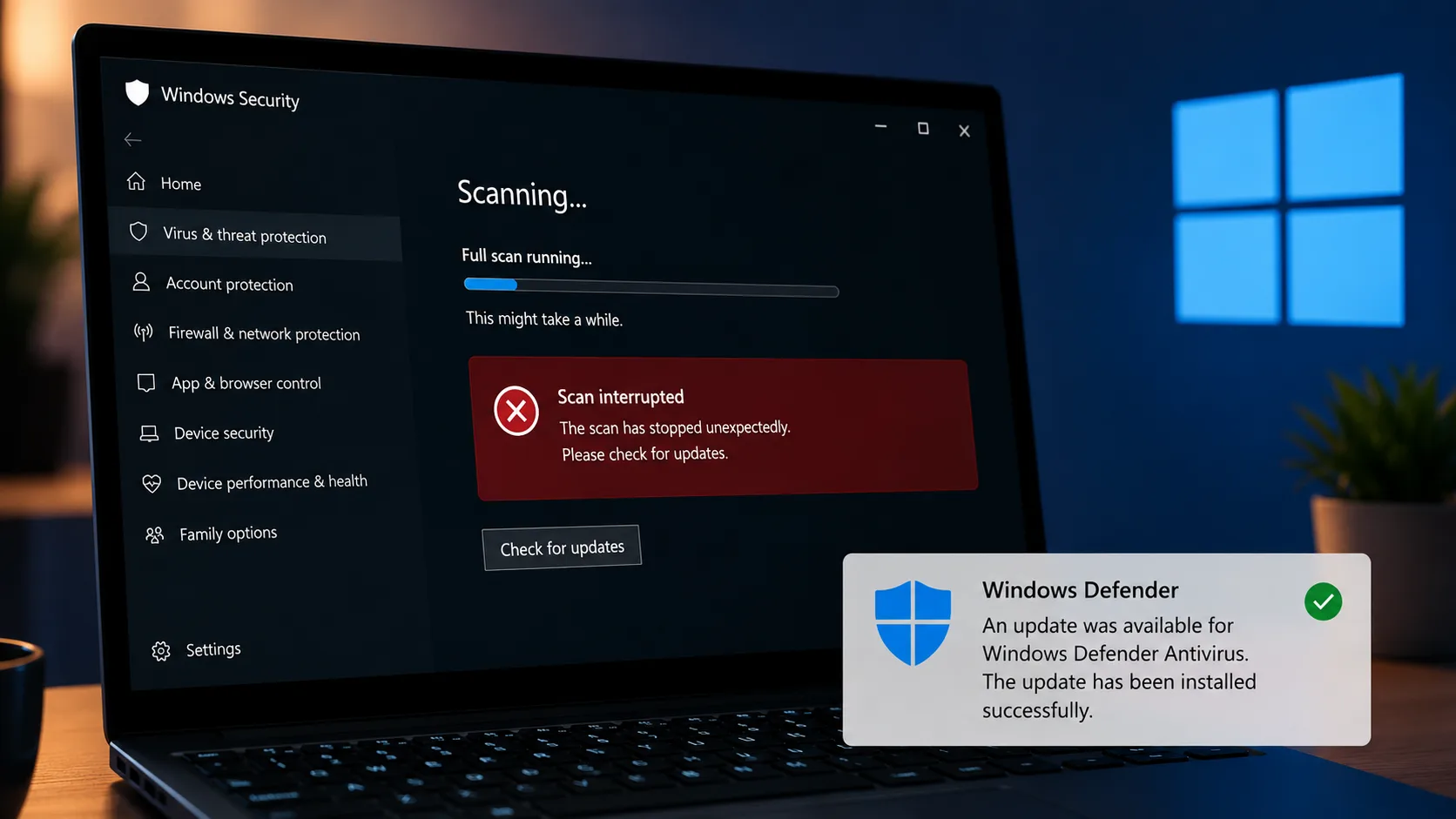 Atualização do Windows Defender trava verificações; Microsoft já liberou correção