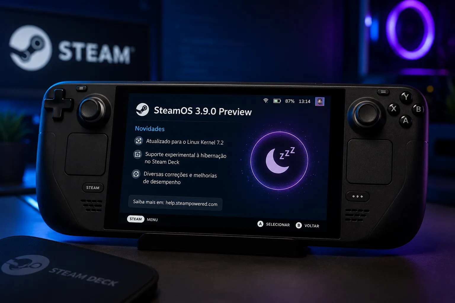 SteamOS 3.9.0 Preview: Valve atualiza sistema com Kernel Linux 7.2 e testa hibernação no Steam Deck 2 X0H0cg40 3 9 0 linux 7 2 hibernacao steam deck 3