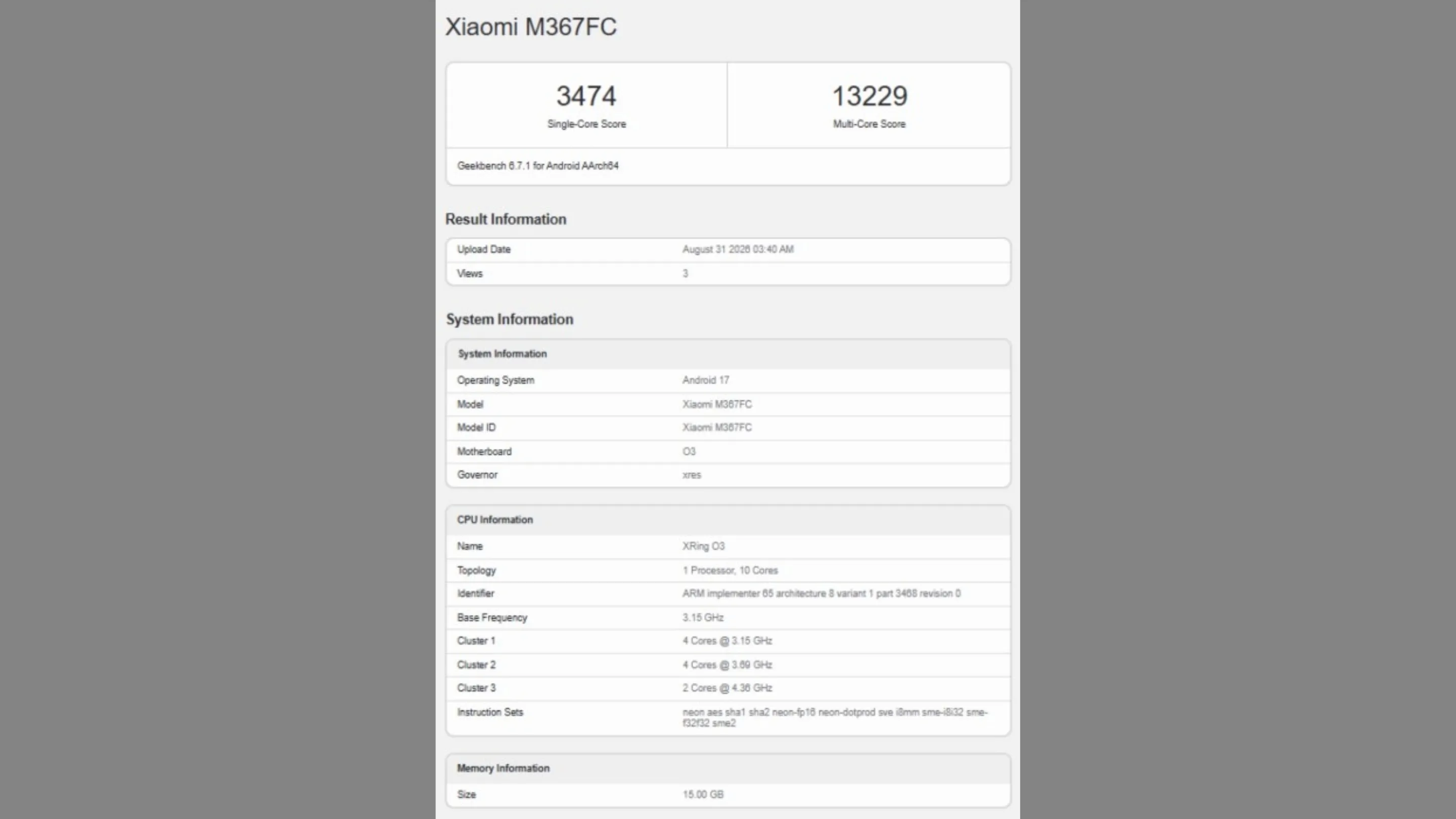 juWJdgc9 pad 9 pro max geekbench xring o3 2