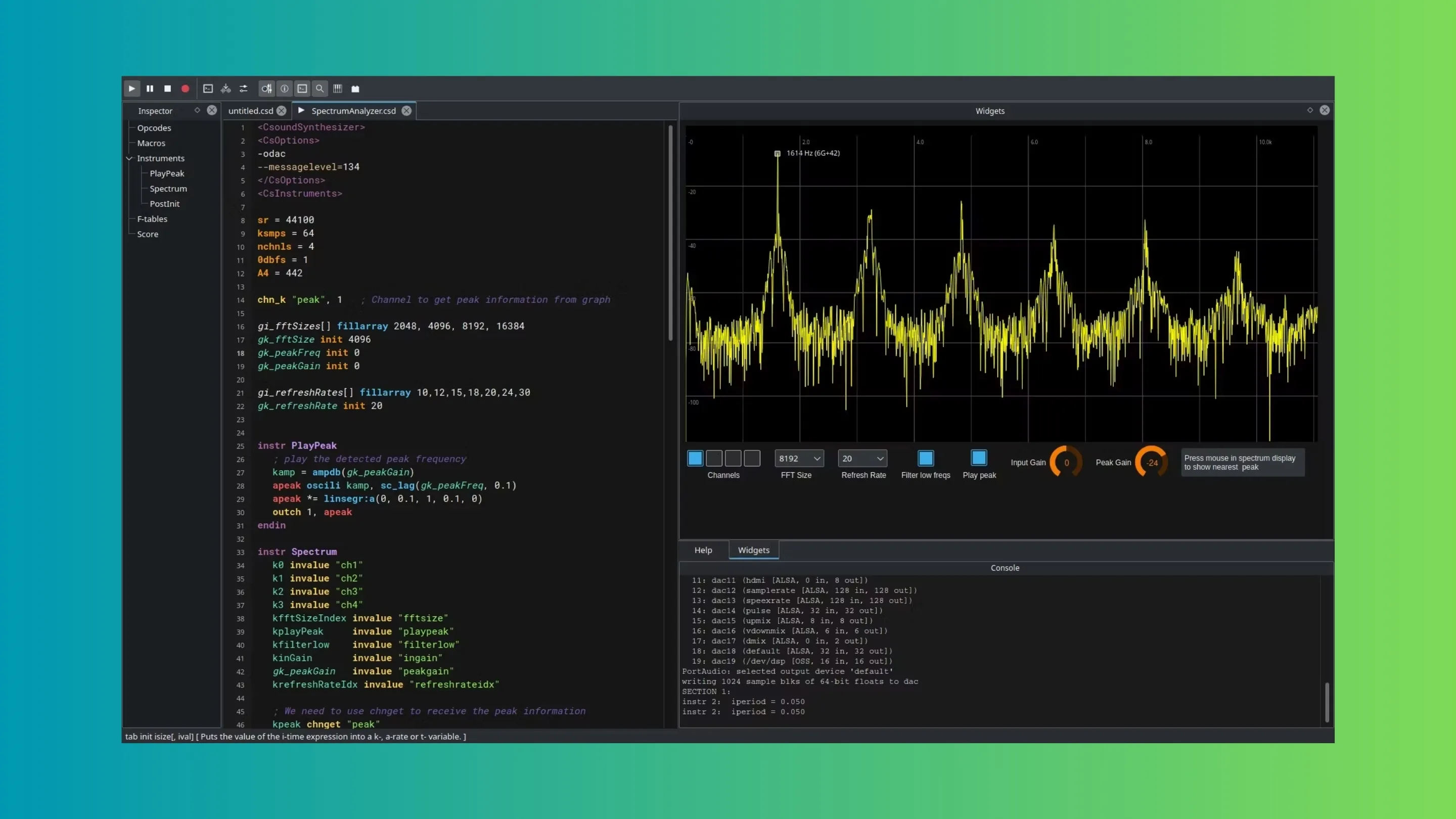 Imagem com a interface do CsoundQt