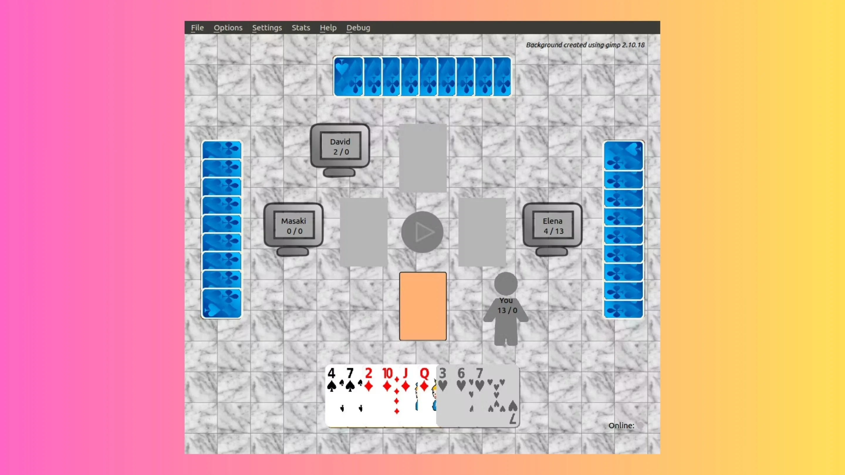 Imagem com a interface do Hearts