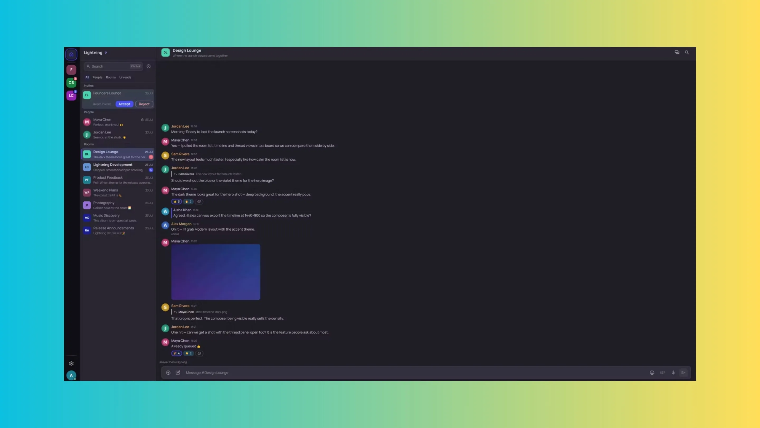 Instale o Lightning, um mensageiro para desktop do Matrix, no Ubuntu, Fedora, Debian e outras distribuições Linux com Flatpak 2 Imagem com a interface do Lightning