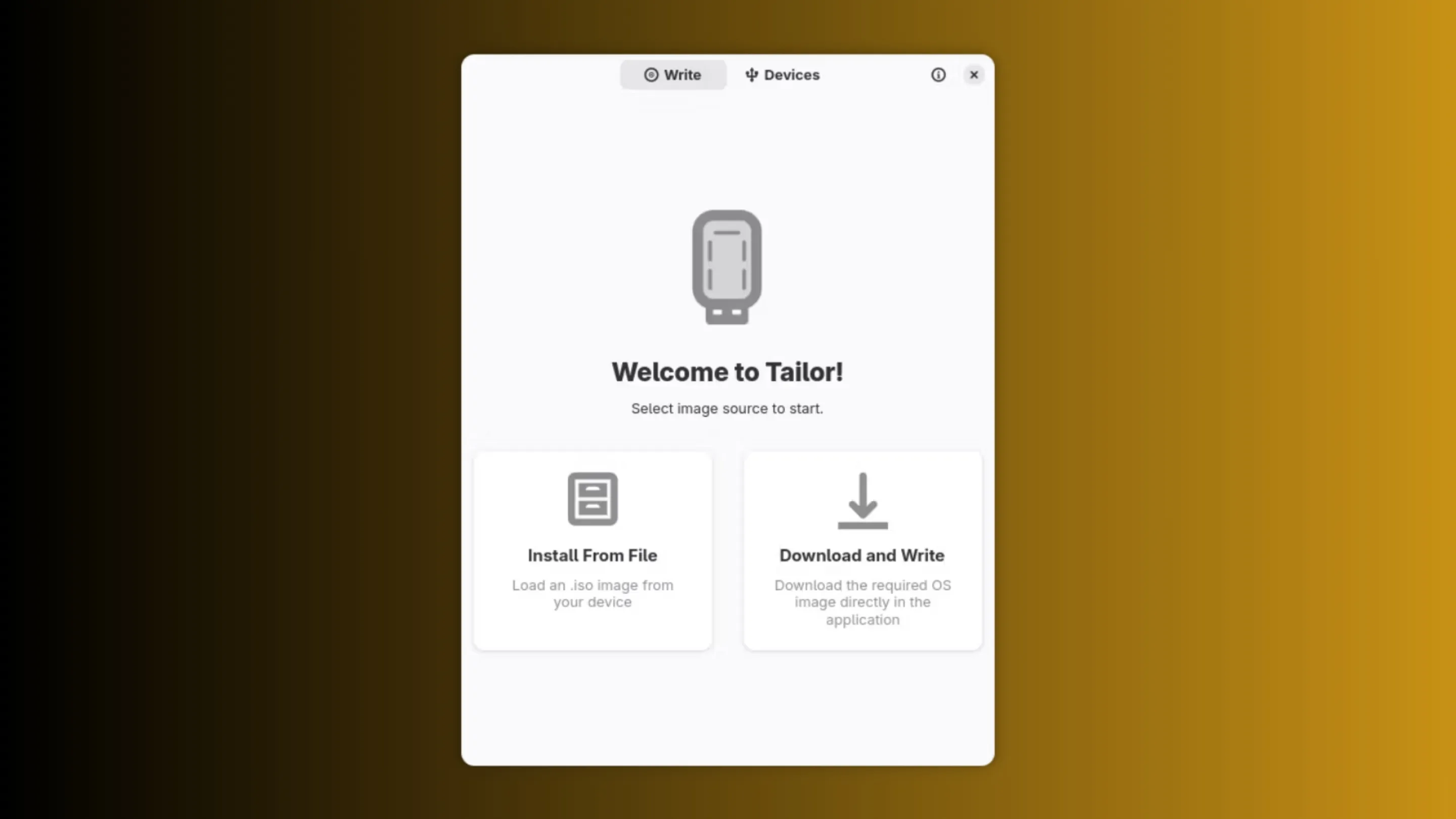 Instale o Tailor, um criador de unidades inicializáveis, no Ubuntu, Fedora, Debian e outras distribuições Linux com Flatpak 2 Imagem com a interface do Tailor