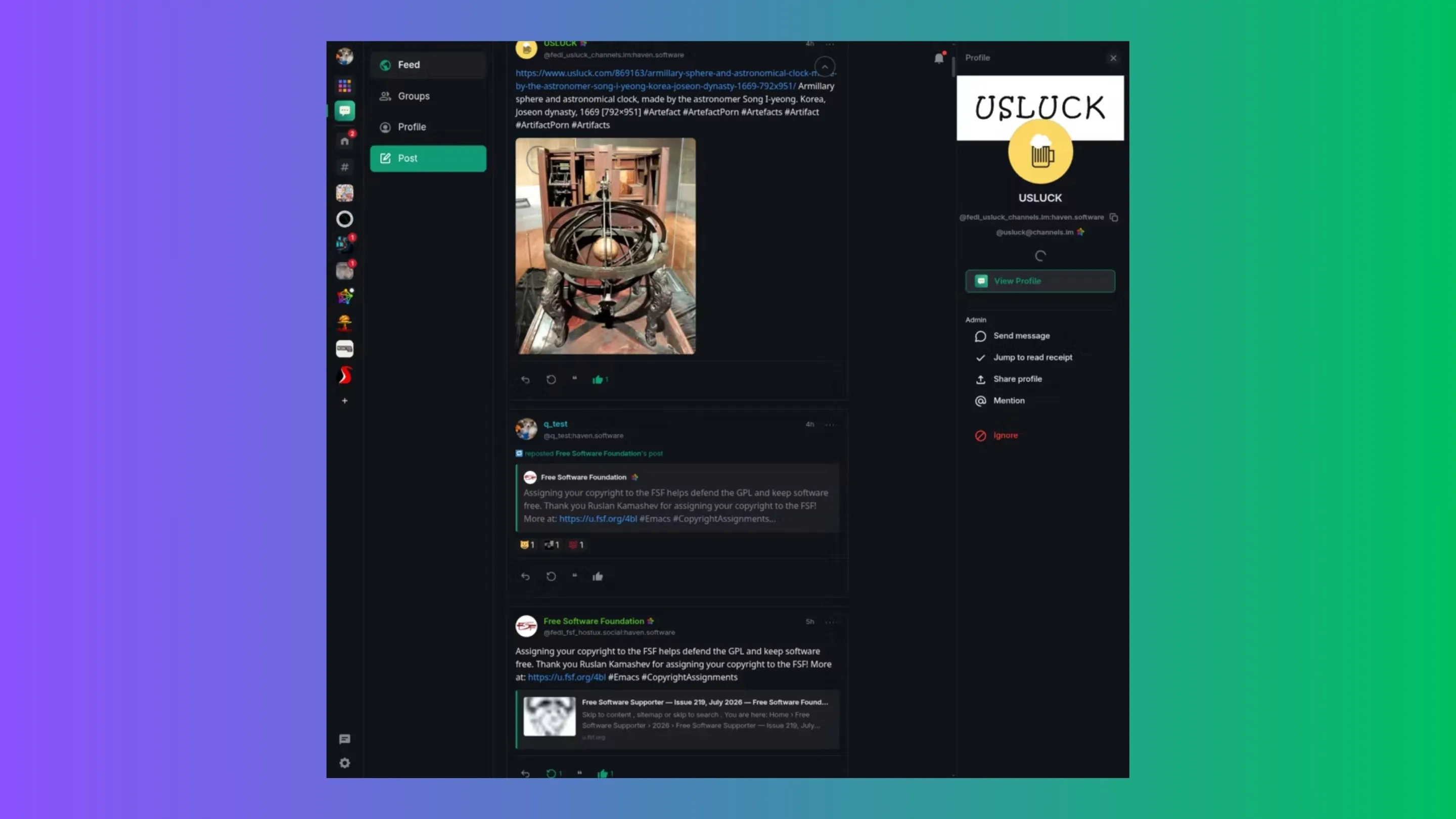 Instale o Haven, um cliente de chat e redes sociais, no Ubuntu, Fedora, Debian e outras distribuições Linux com Flatpak 2 Imagem com a interface do Haven