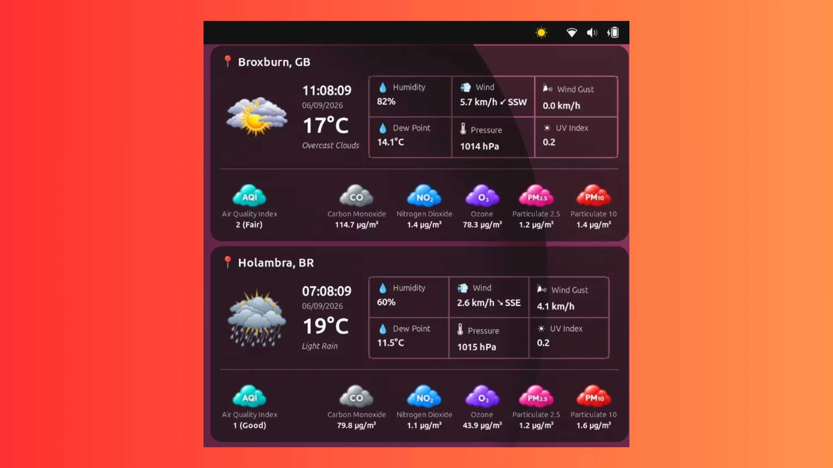 Instale o WeatherWidget, um app de previsão do tempo, no Ubuntu, Fedora, Debian e outras distribuições Linux com Flatpak 2 Imagem com a interface do WeatherWidget