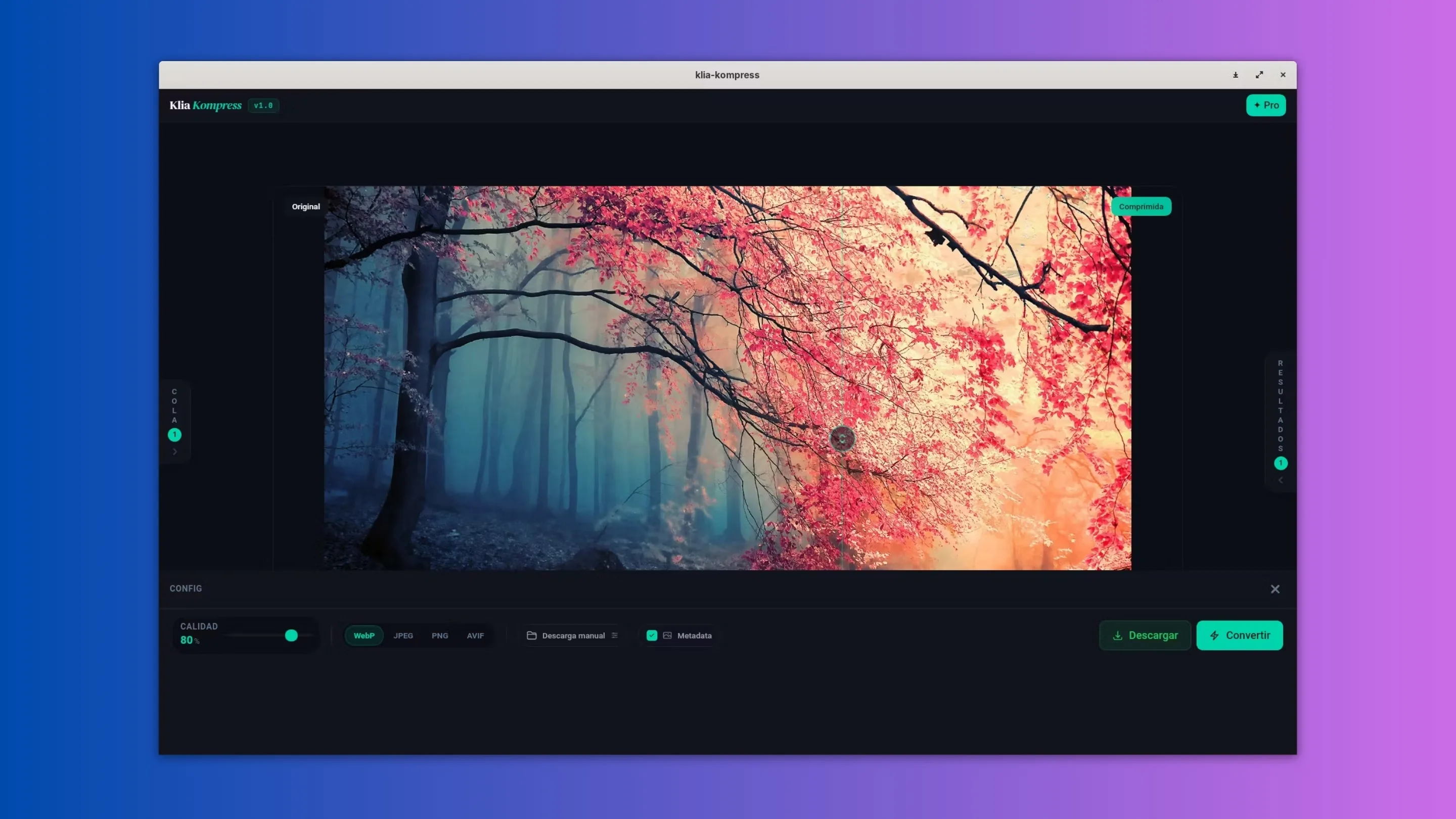 Instale o Klia Kompress, um conversor e compressor de imagens, no Ubuntu, Fedora, Debian e outras distribuições Linux com Flatpak 2 Imagem com a interface do Klia Kompress