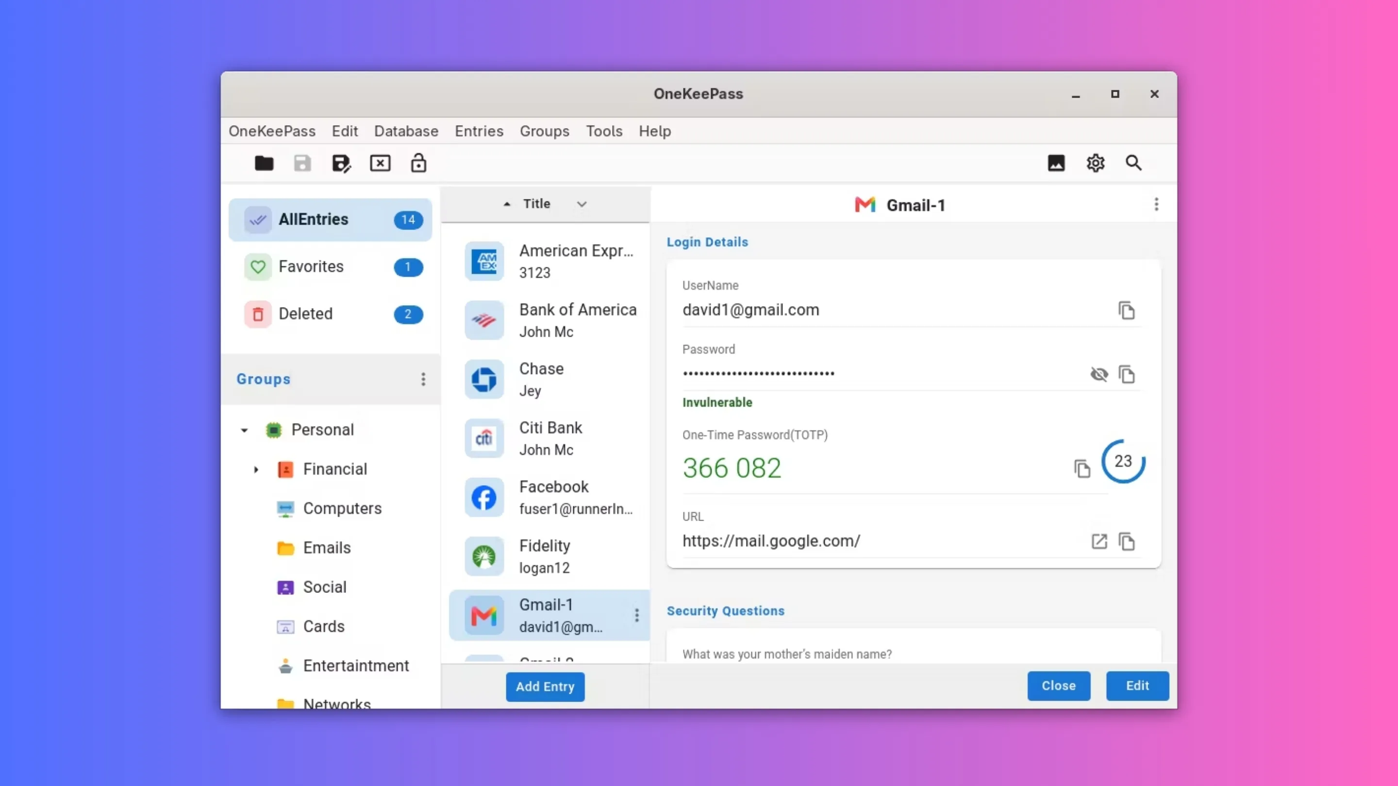 Instale o OneKeePass, um gerenciador de senhas offline, no Ubuntu, Fedora, Debian e outras distribuições Linux com Flatpak 2 Imagem com a interface do OneKeePass